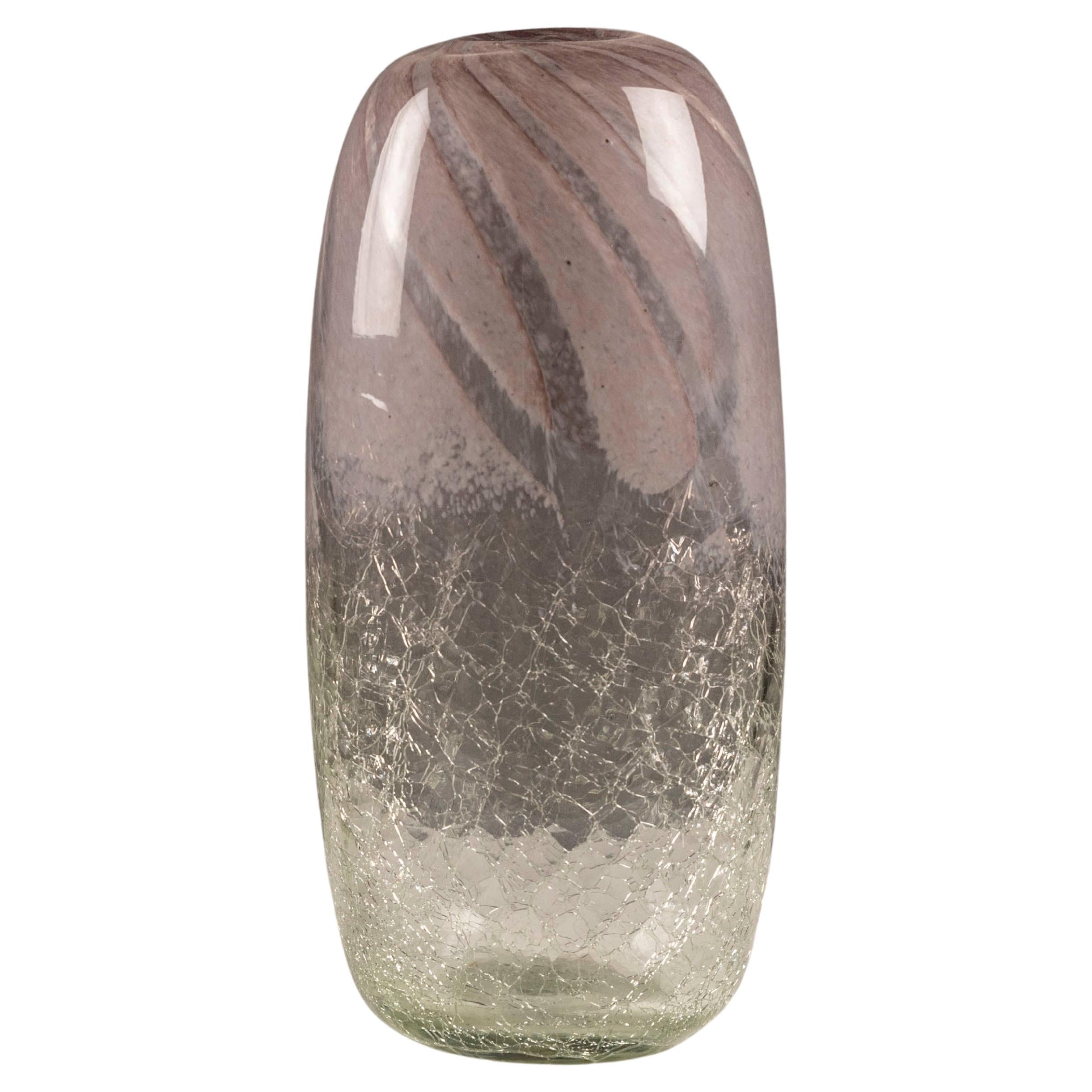 Mid-century scandinavian Craquele glass vase For Sale