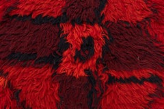 Mid-Century Scandinavian Crimson Carpet Rya Pile Carpet By Irja Mikkola