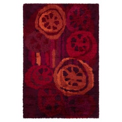 Mid-Century Scandinavian Crimson Carpet Rya Pile Carpet By Ritva Puotila