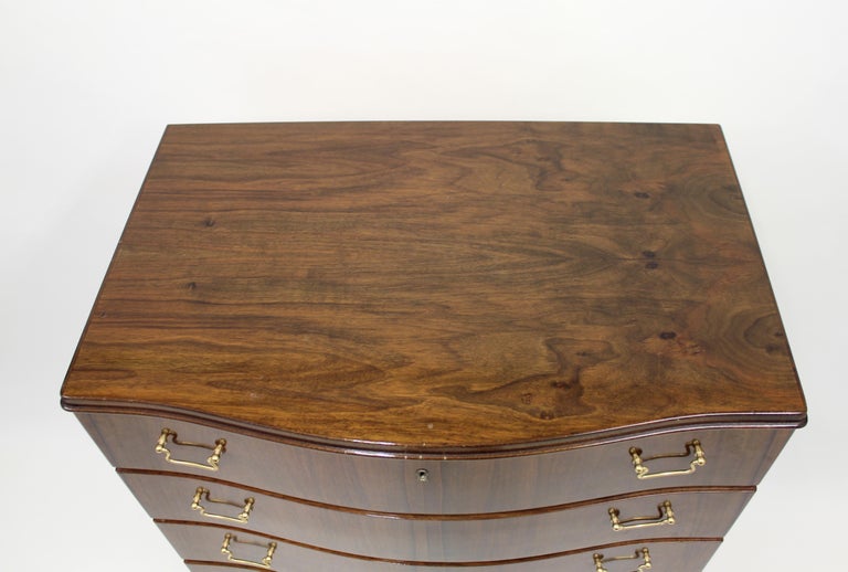 Midcentury Scandinavian Curved Walnut Chest Of Drawers 1950s For