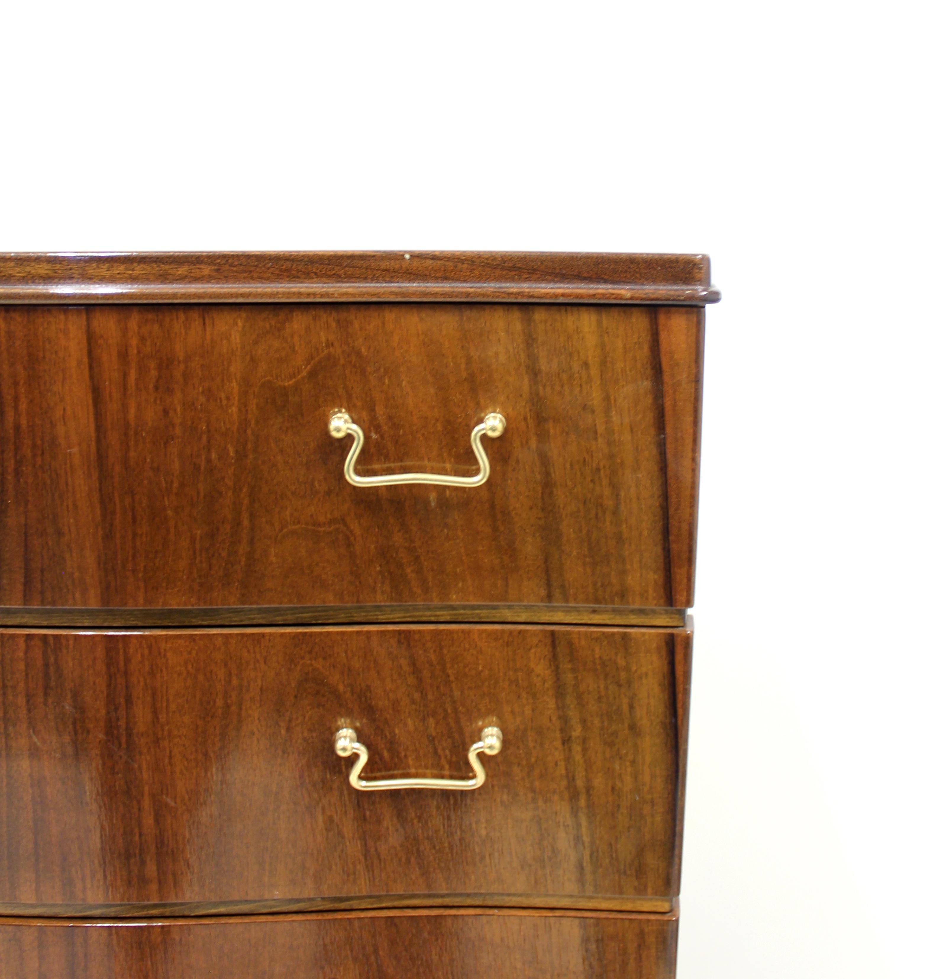 20th Century Midcentury Scandinavian Curved Walnut Chest of Drawers, 1950s