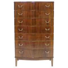 Midcentury Scandinavian Curved Walnut Chest of Drawers, 1950s