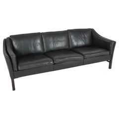 Mid Century Scandinavian Danish Modern Black Leather sofa