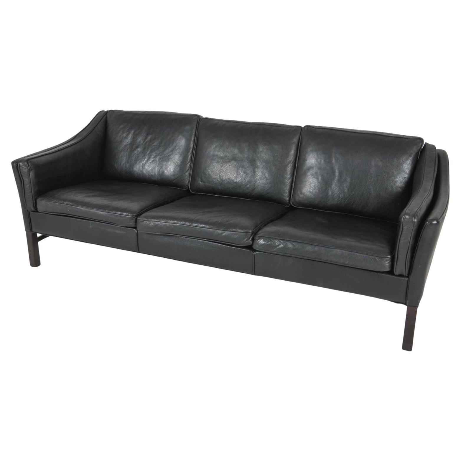 Scandinavo moderno Divano in pelle nera The Modern Scandinavian, metà secolo, moderno danese in vendita