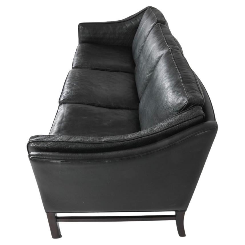 Danese Divano in pelle nera The Modern Scandinavian, metà secolo, moderno danese in vendita