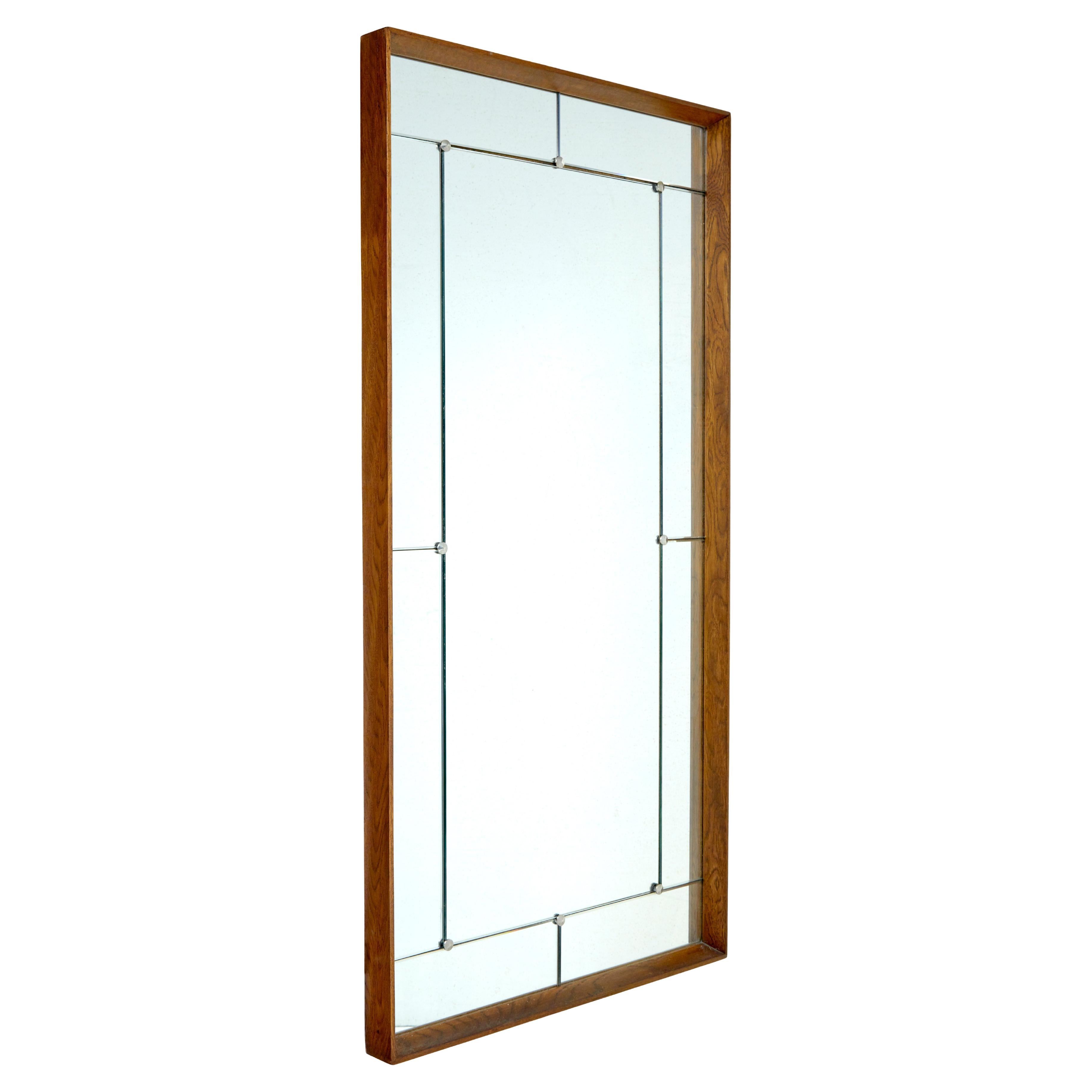 Mid century Scandinavian deep framed harlequin mirror