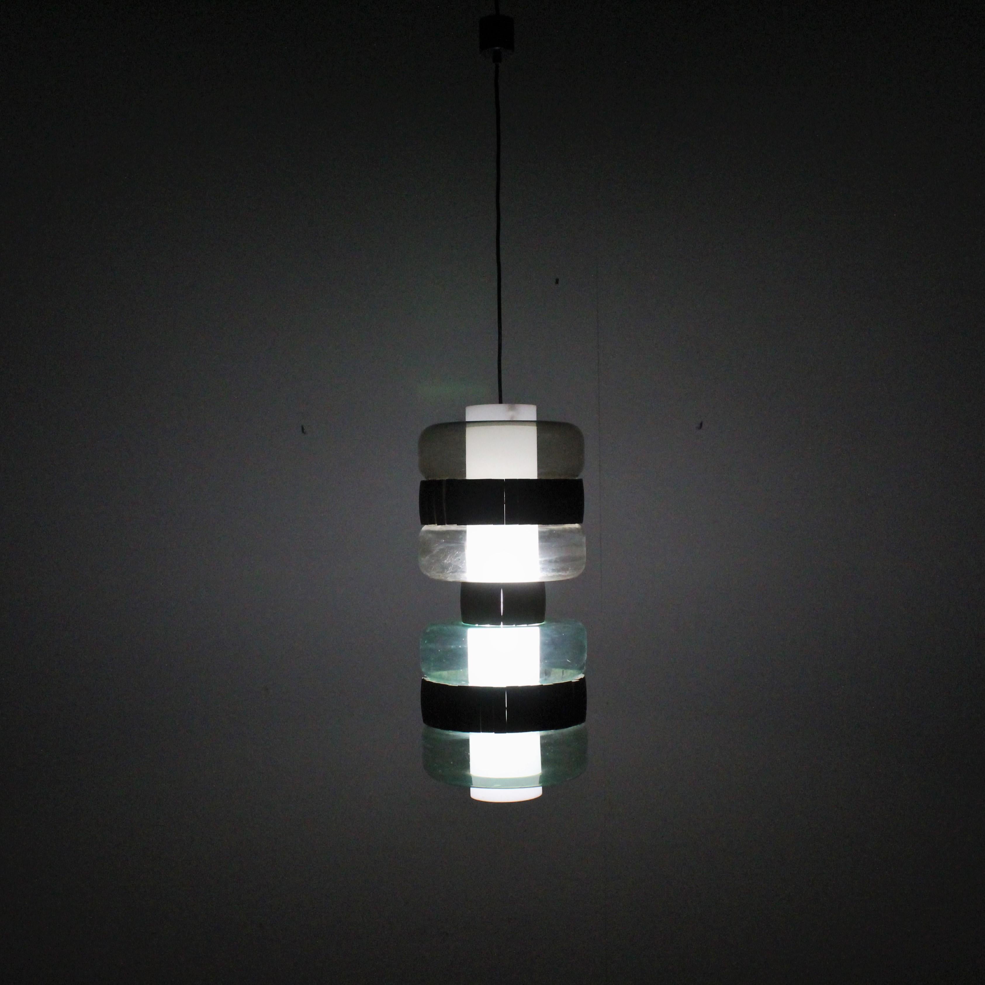 Midcentury Scandinavian Design Perspex and Wood Pendant Chandeliers, 1960s 1