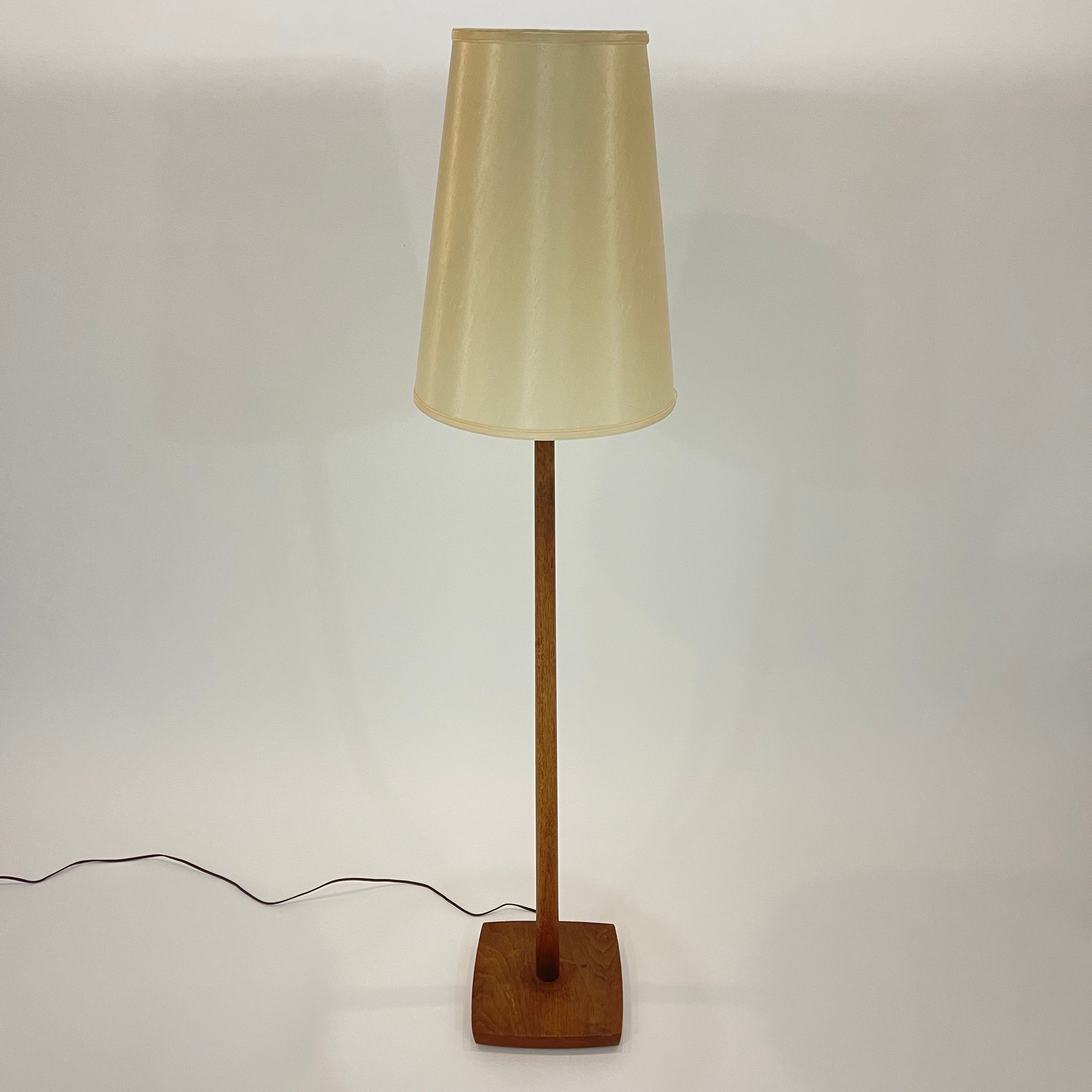 Mid-Century Modern Mid Century Scandinavian Designer Swedish Teak, Fabric Floor Lamp, Sweden, 1960s For Sale