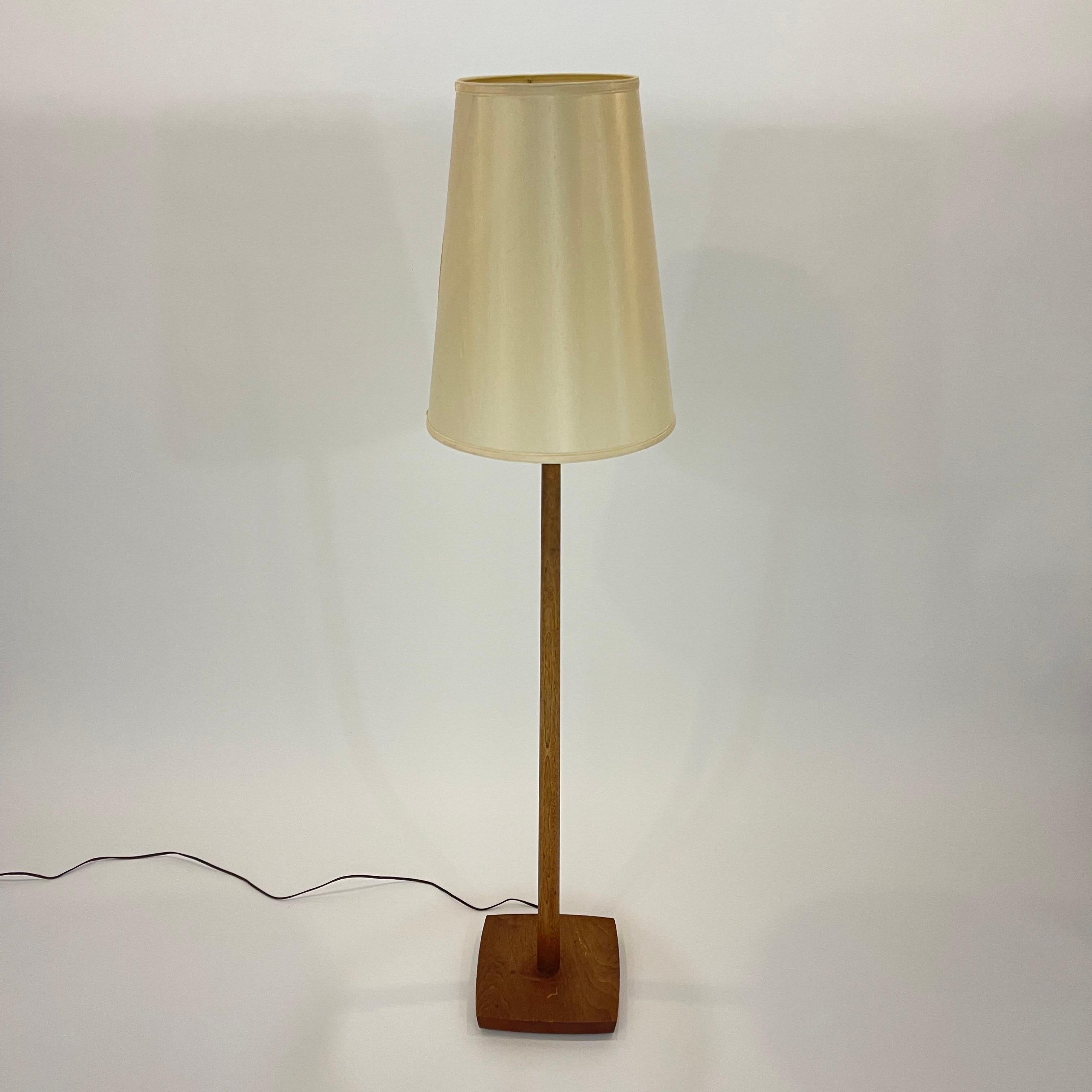 20th Century Mid Century Scandinavian Designer Swedish Teak, Fabric Floor Lamp, Sweden, 1960s For Sale
