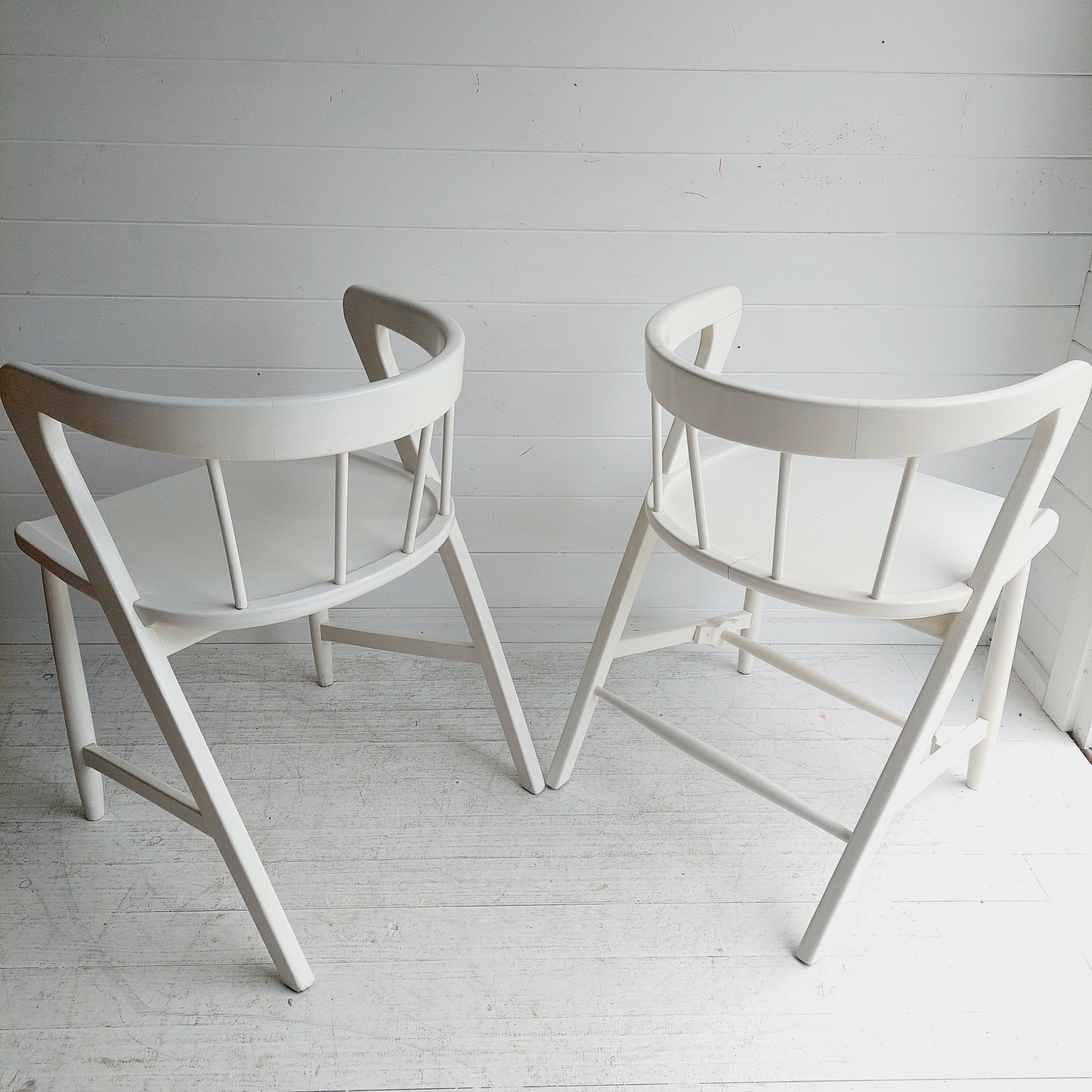 Mid century Scandinavian dining chairs by  Maple and Co in white, 1960s 2