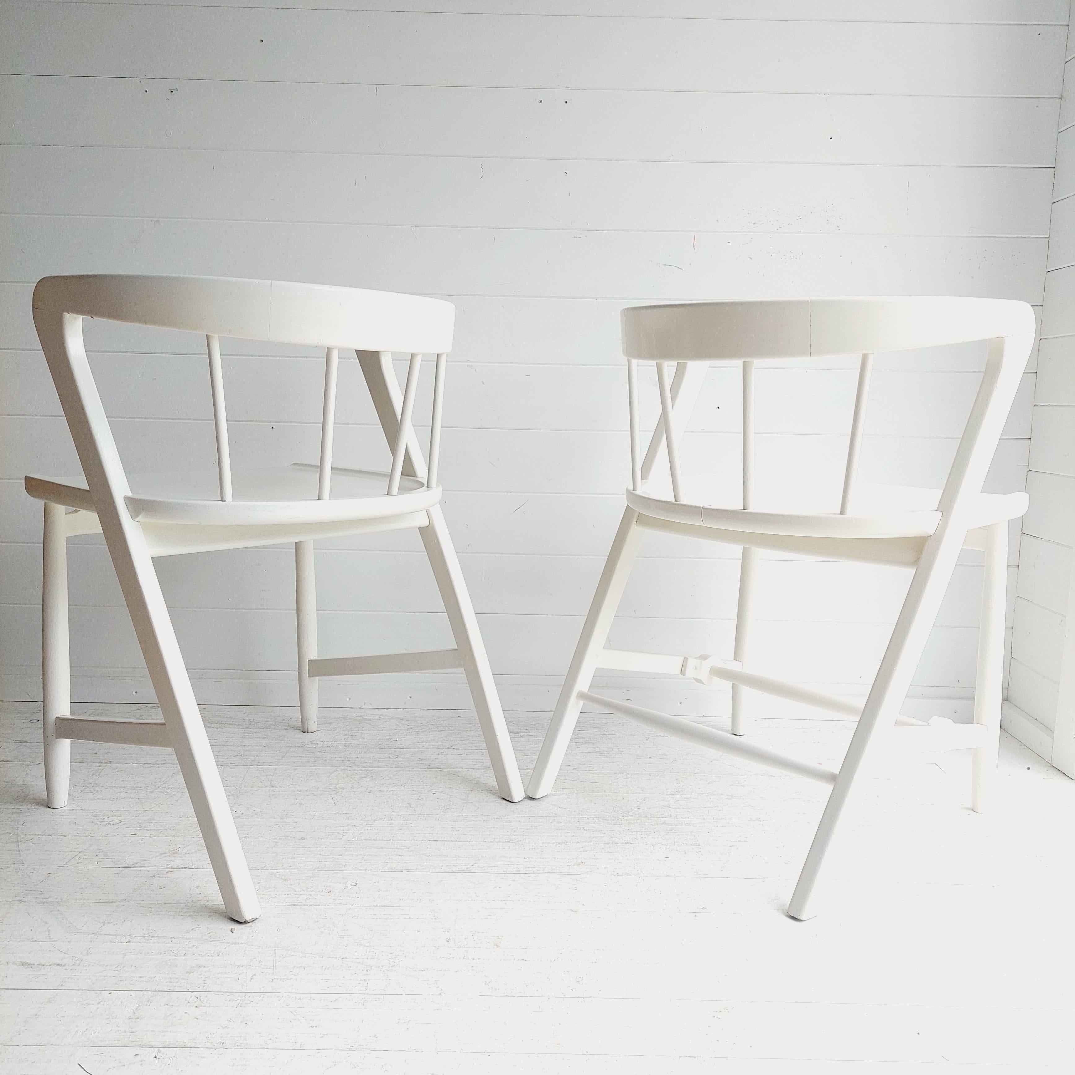 Mid century Scandinavian dining chairs by  Maple and Co in white, 1960s 3