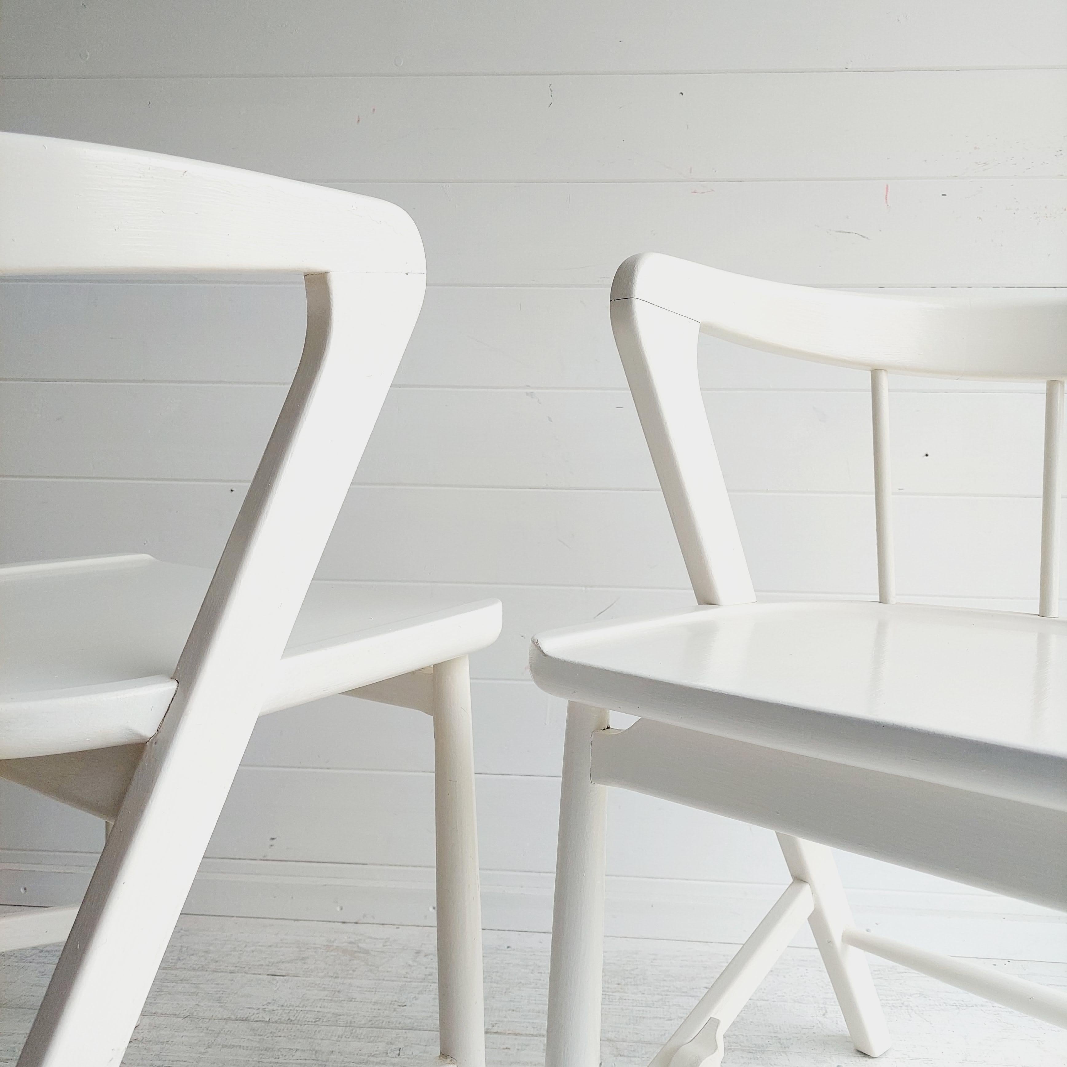 Mid century Scandinavian dining chairs by  Maple and Co in white, 1960s 5