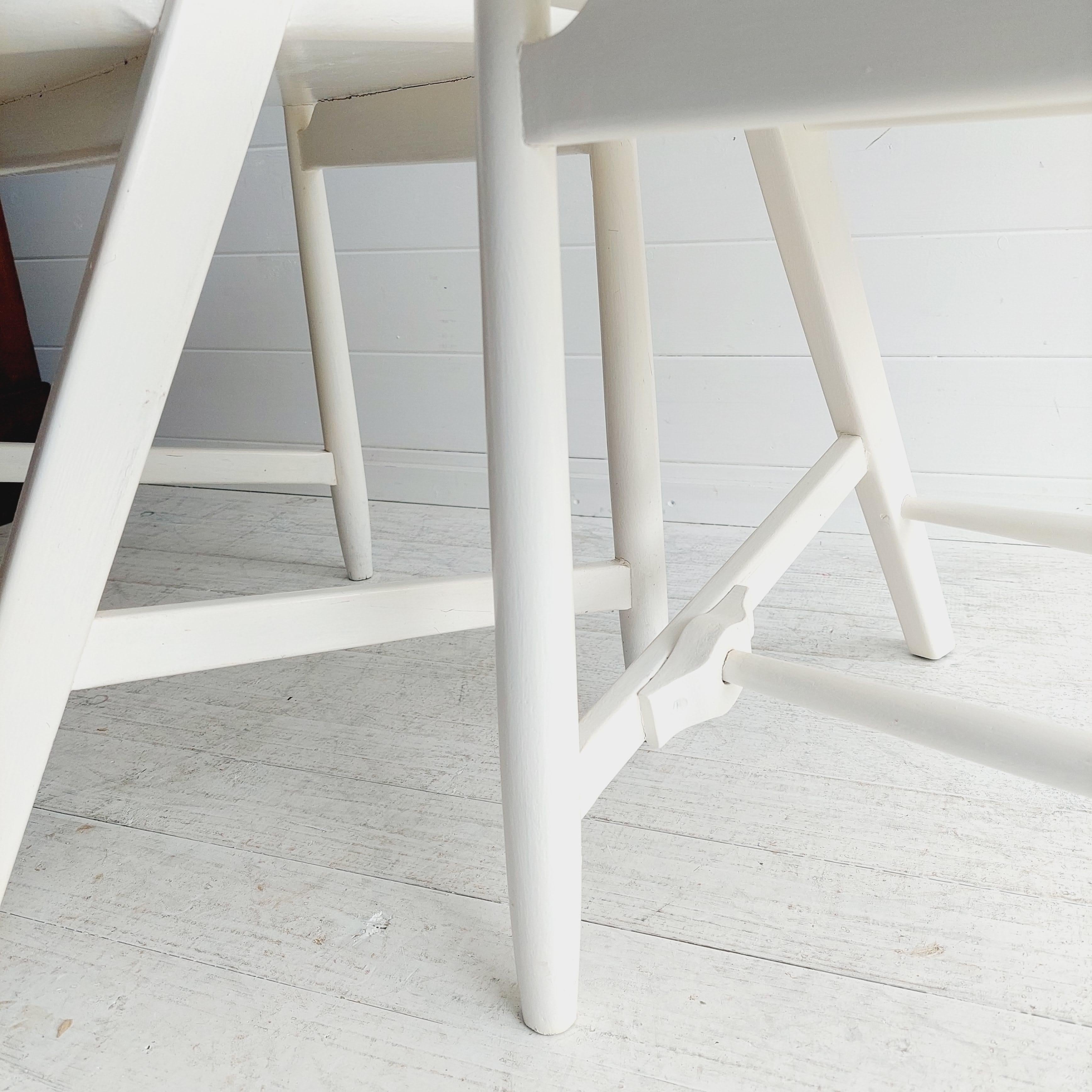 Mid century Scandinavian dining chairs by  Maple and Co in white, 1960s 8