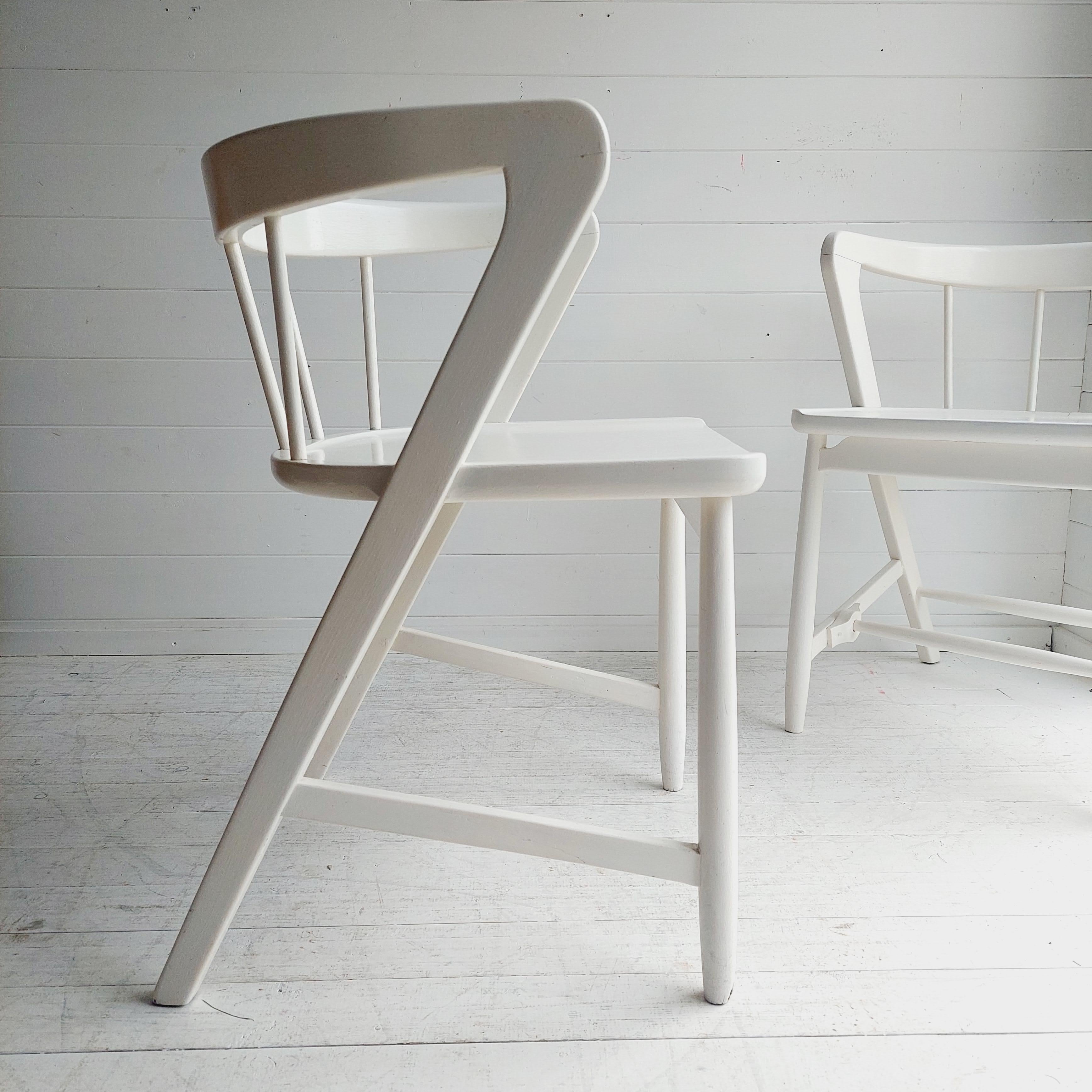 Scandinavian Modern Mid century Scandinavian dining chairs by  Maple and Co in white, 1960s