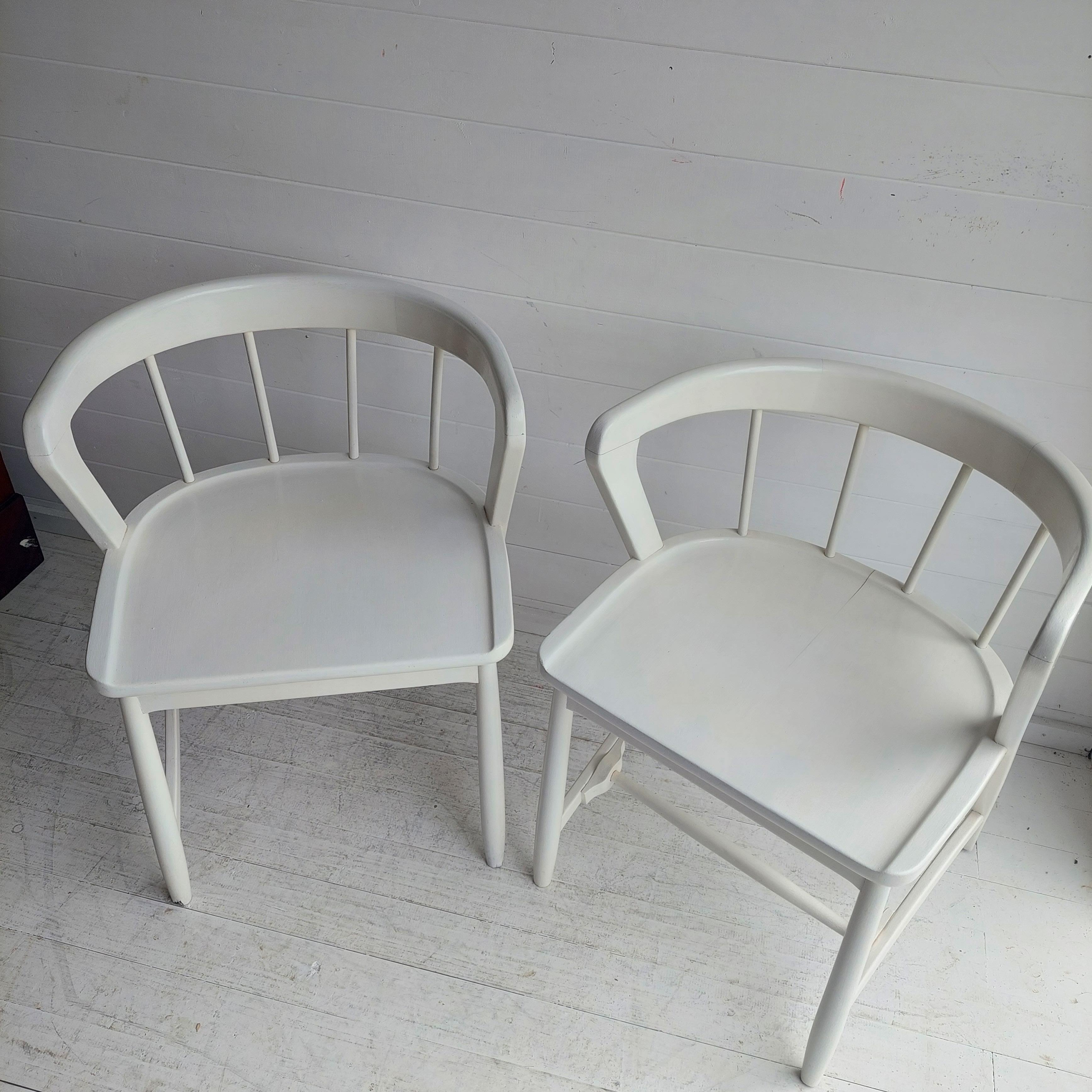 Hand-Painted Mid century Scandinavian dining chairs by  Maple and Co in white, 1960s