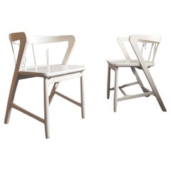 Used Mid century Scandinavian dining chairs by  Maple and Co in white, 1960s