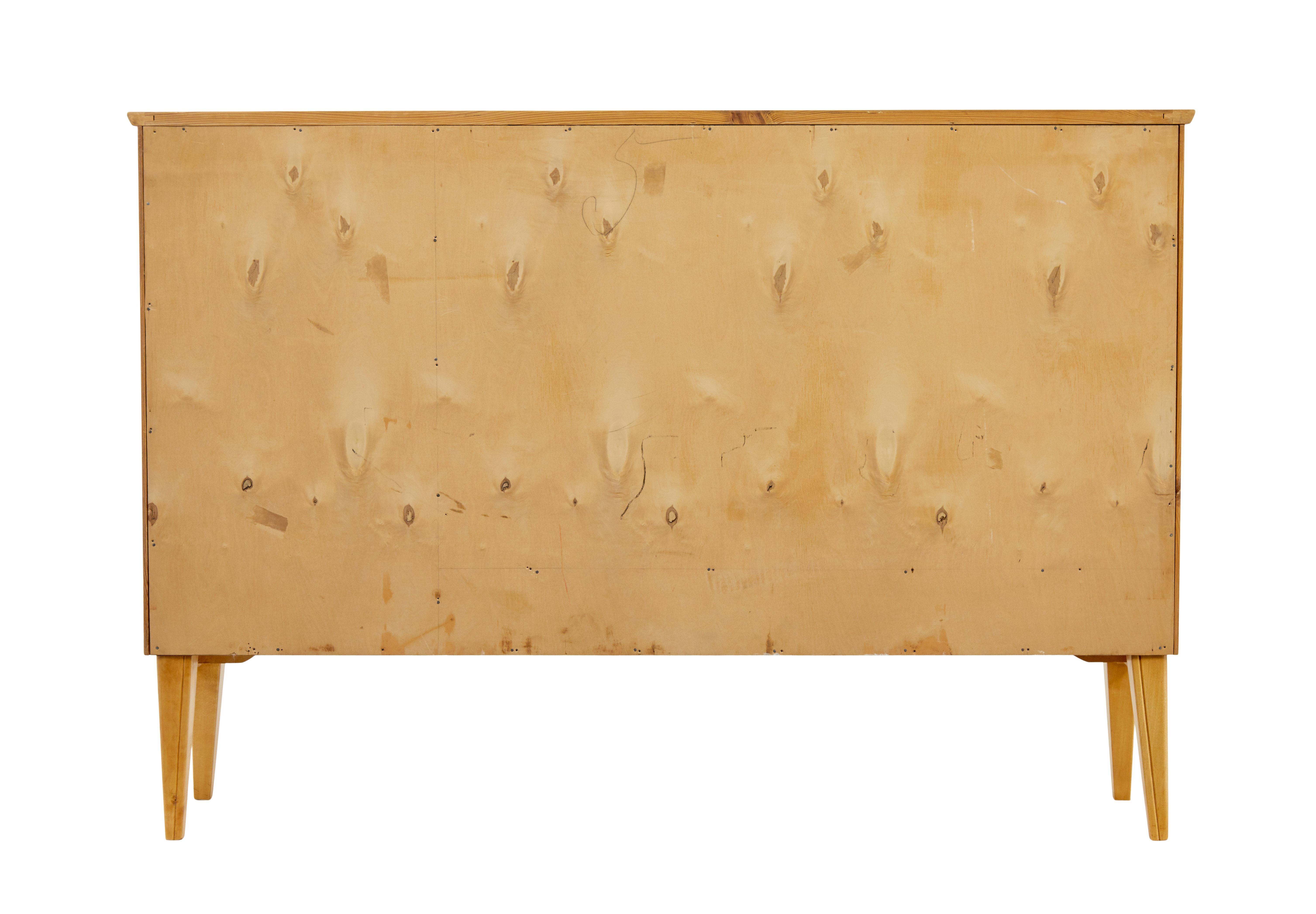 Hand-Carved Mid century Scandinavian elm low open bookcase cabinet