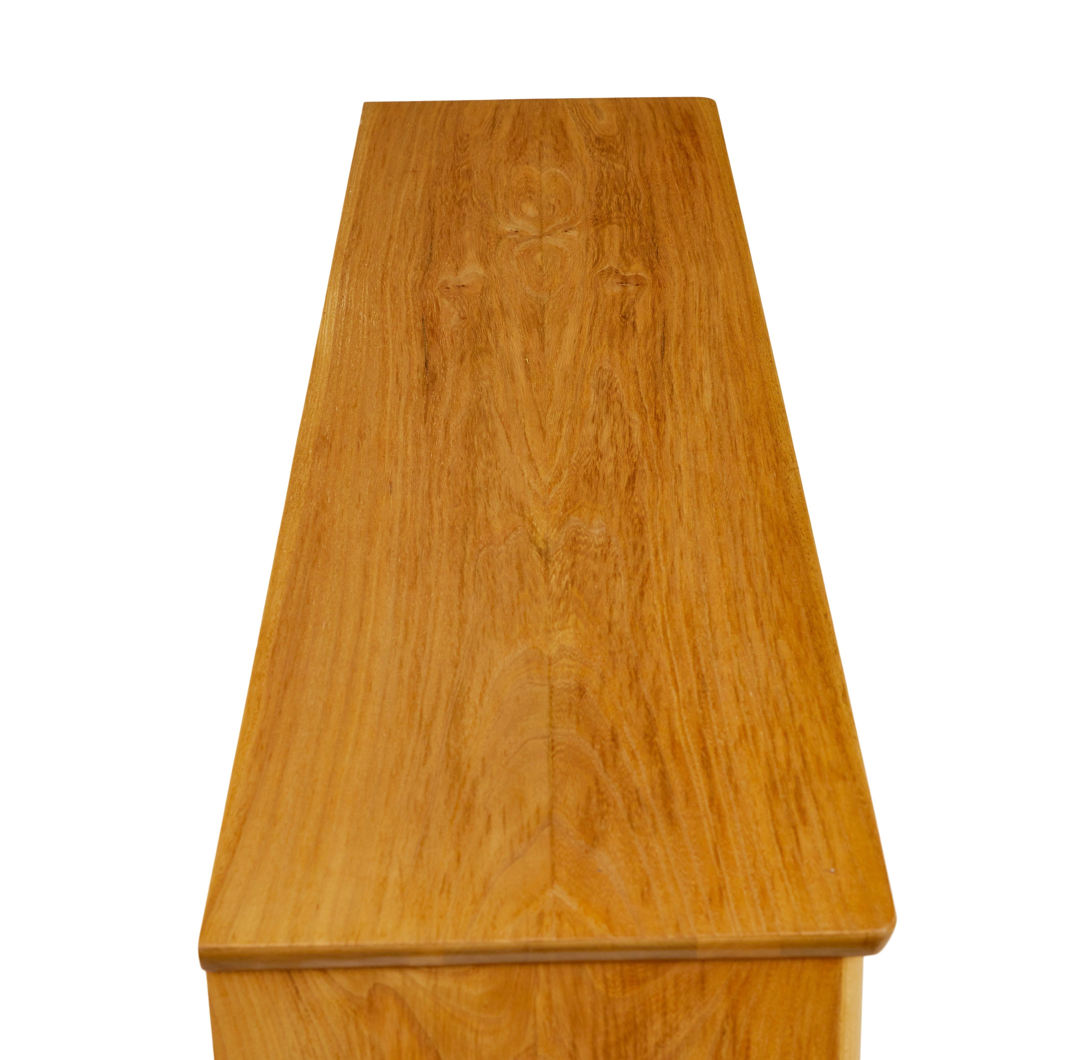 20th Century Mid century Scandinavian elm low open bookcase cabinet