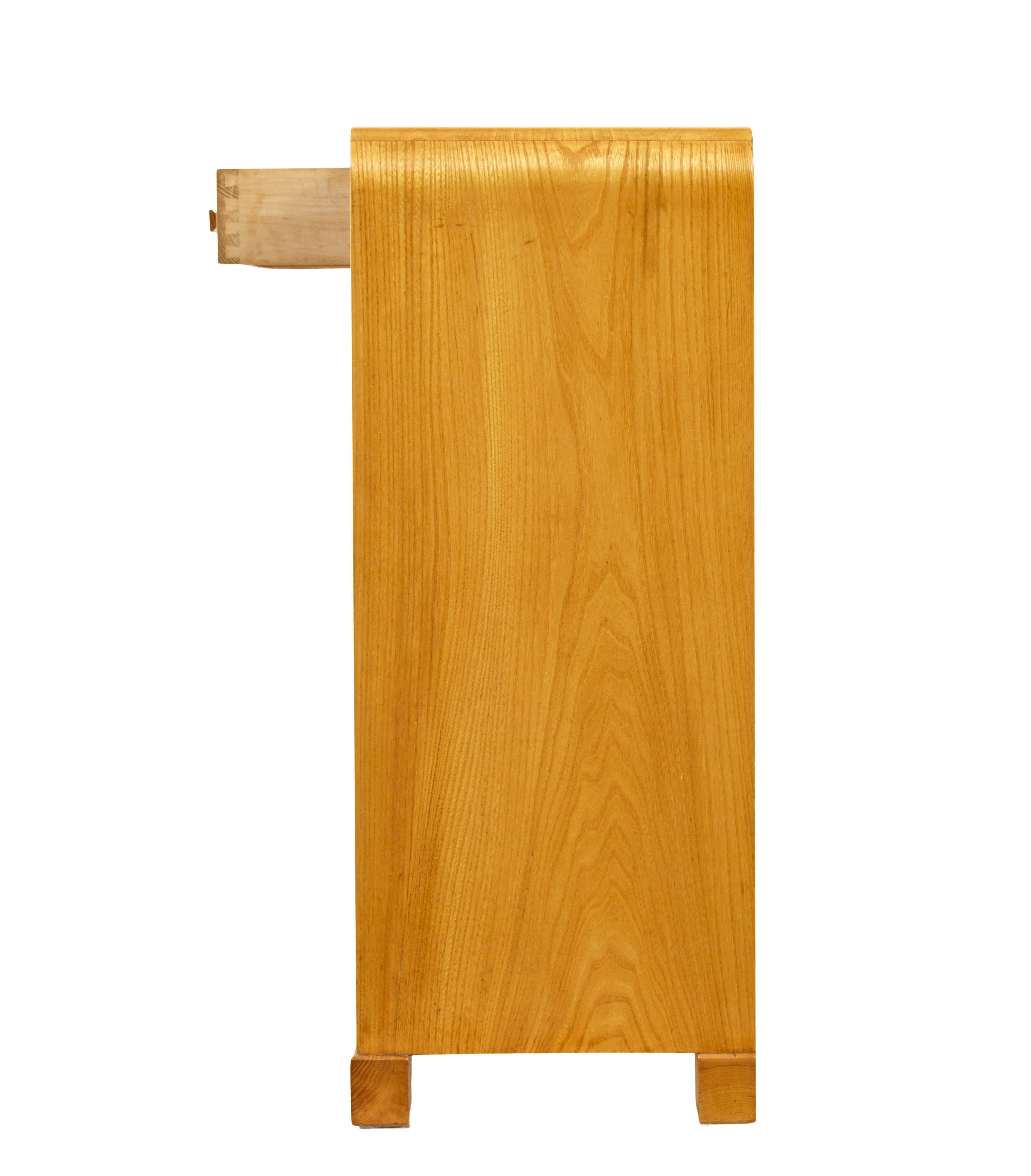 Mid-Century Modern Mid century Scandinavian elm low open bookcase sideboard For Sale
