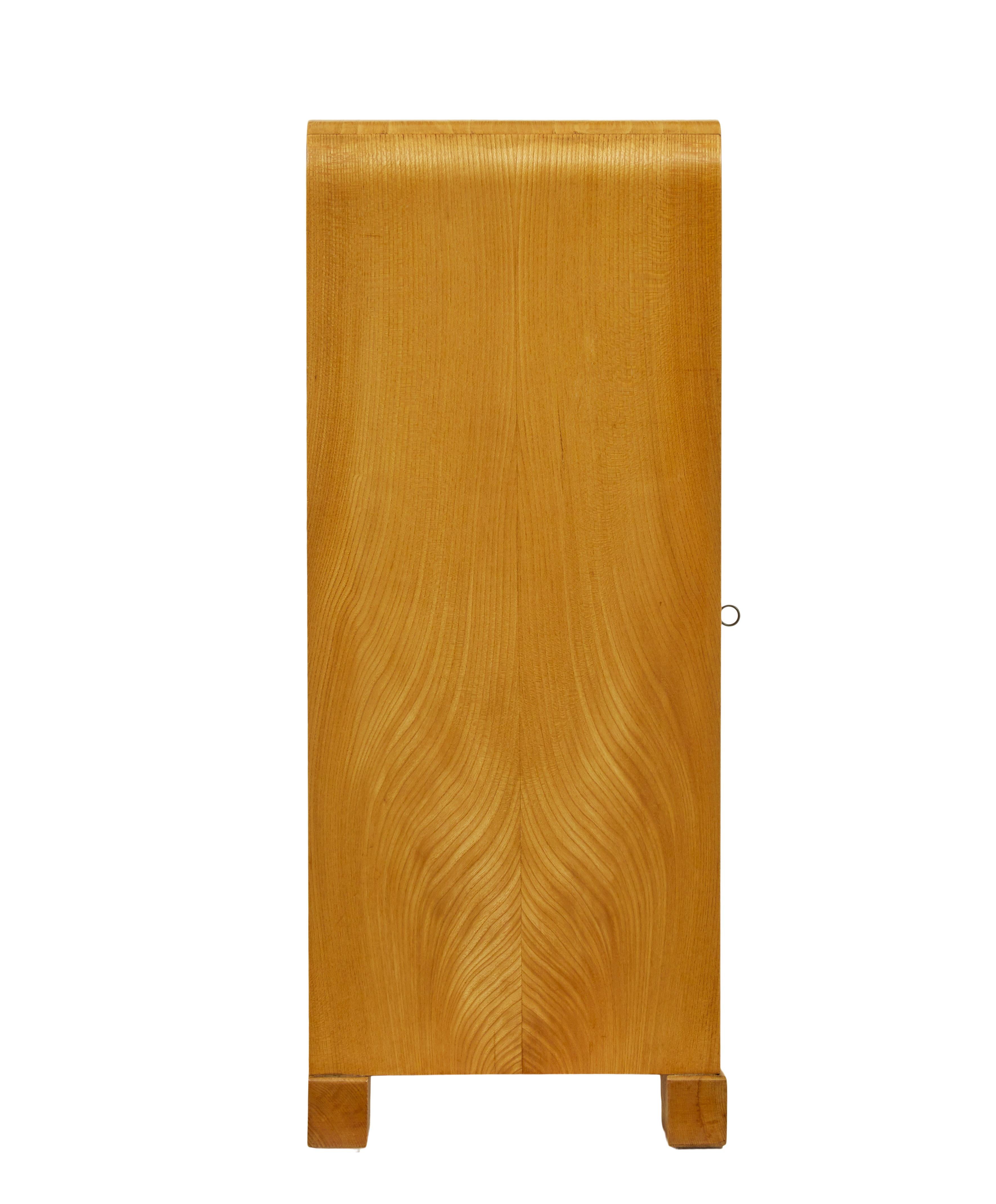 Hand-Crafted Mid century Scandinavian elm low open bookcase sideboard