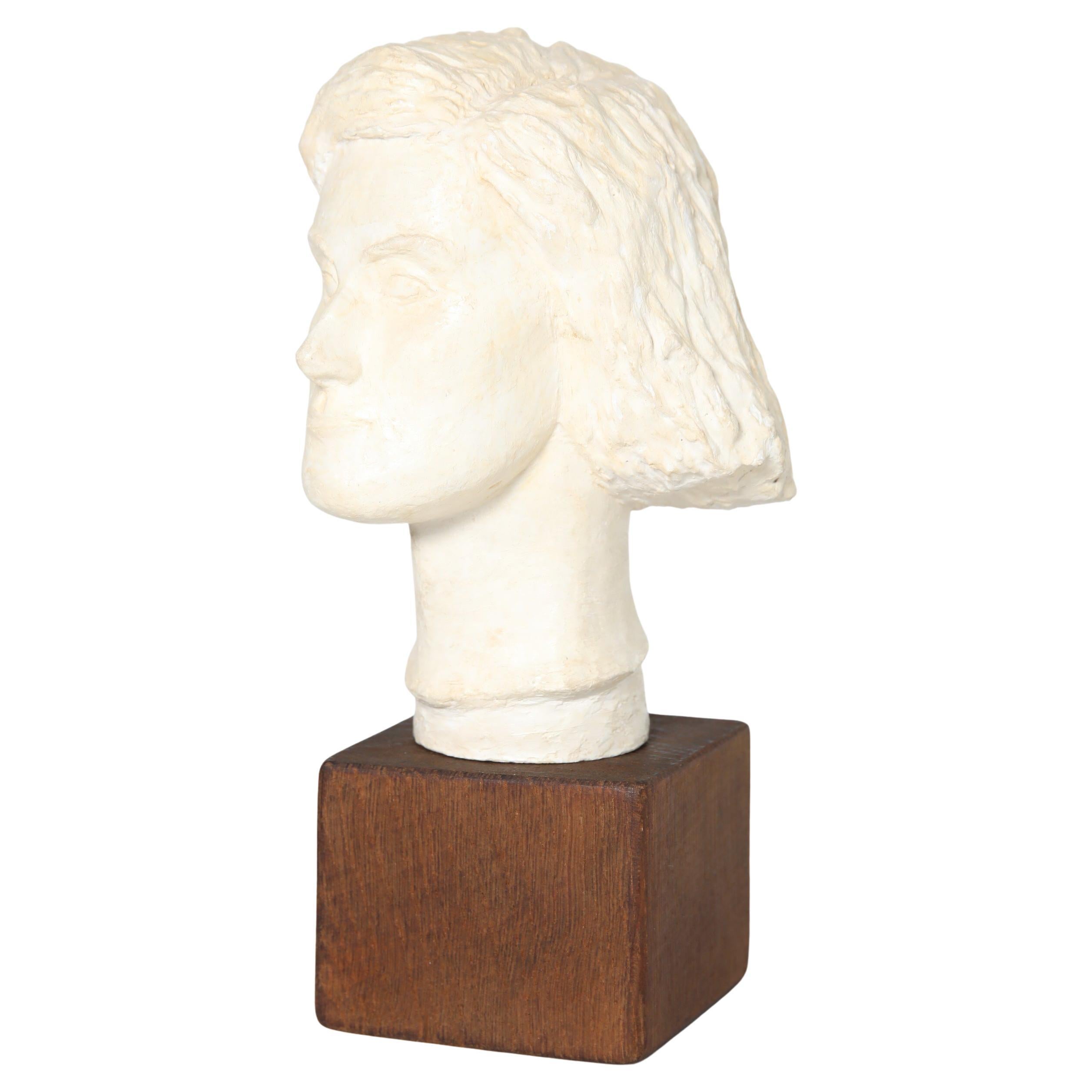 Mid-Century Scandinavian Plaster Female Bust Sculpture by Aage Klemp, Denmark