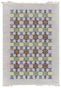 Mid-Century Scandinavian Flatweave Rug Designed By Judith Johansson "Spise Hall"