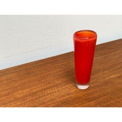 Mid-Century Scandinavian Glass Vase, Red, Vintage Design, 1960s