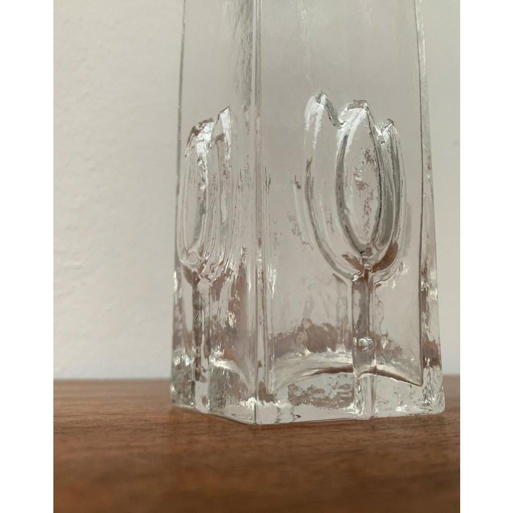 Vaso in vetro scandinavo di metà secolo con motivo floreale, anni '60 in vendita 5