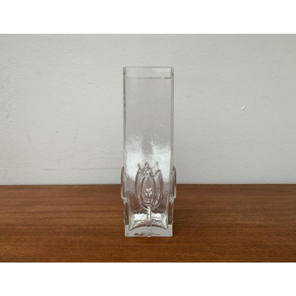 Mid-Century moderno Vaso in vetro scandinavo di metà secolo con motivo floreale, anni '60 in vendita