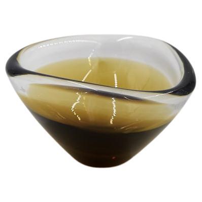 Vintage Mid-Century Modern Scandinavian Gold & Brown Sommerso Glass Bowl, 1950s For Sale