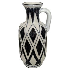 Mid-Century Scandinavian Graphic Pattern Ceramic Pitcher, 1950s