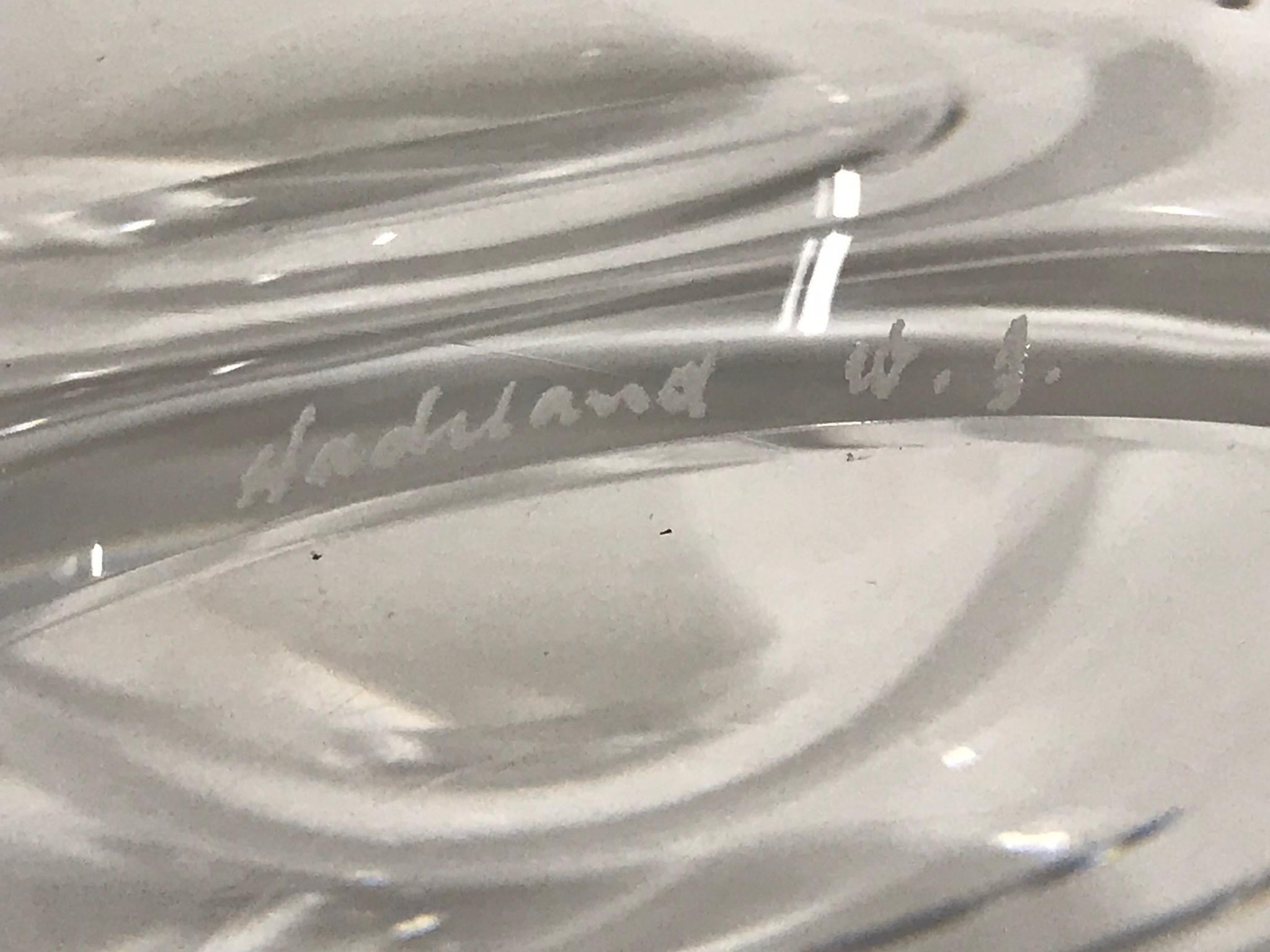 Midcentury Scandinavian Hadeland Clear Art Glass by Signed by Willy Johansson In Good Condition In Oslo, NO