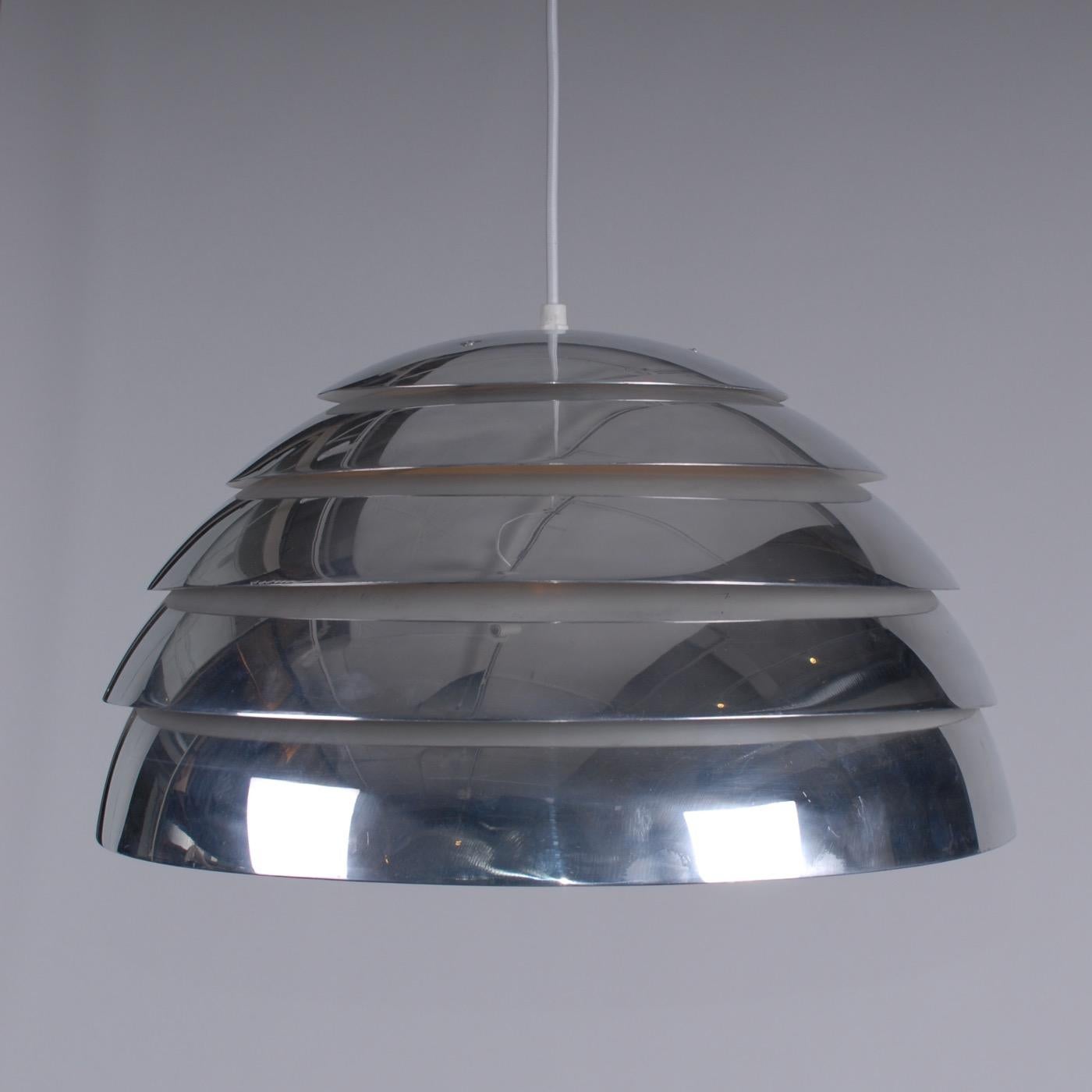 Polished Midcentury Scandinavian Hans-Agne Jacobsson Swedish Ceiling Silver Lamp, 1960s For Sale