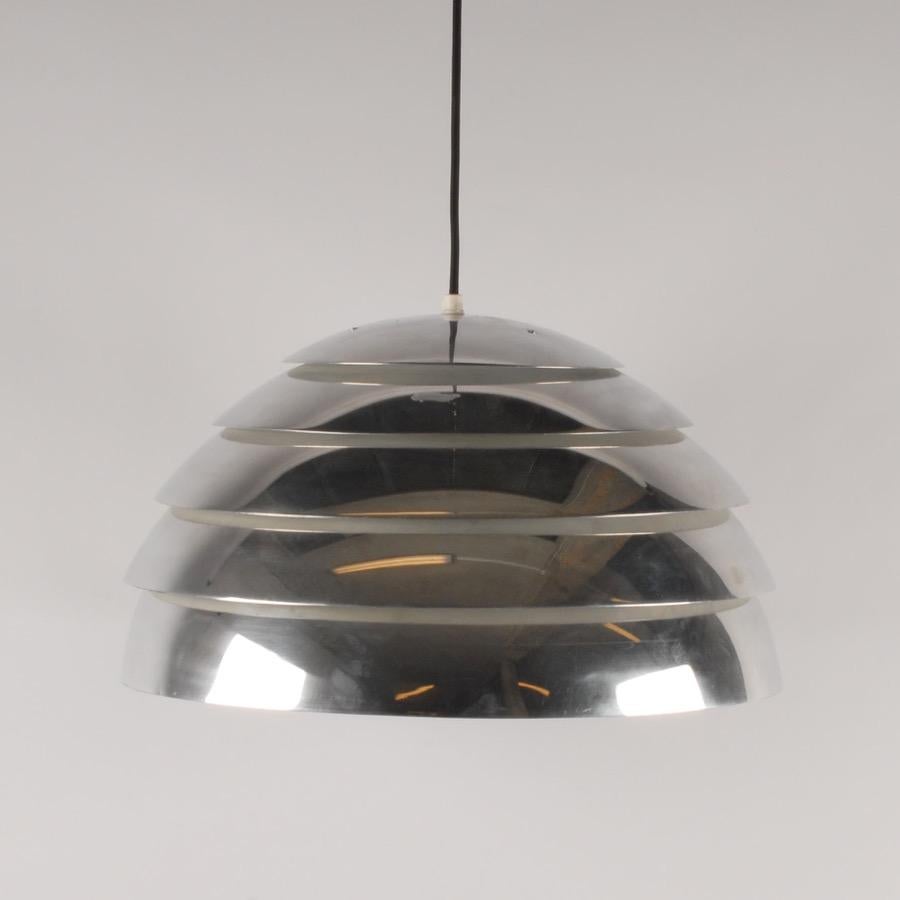 Aluminum Midcentury Scandinavian Hans-Agne Jacobsson Swedish Ceiling Silver Lamp, 1960s For Sale