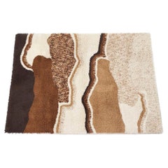 Tapis scandinave du milieu du siècle à poils longs Rya marron