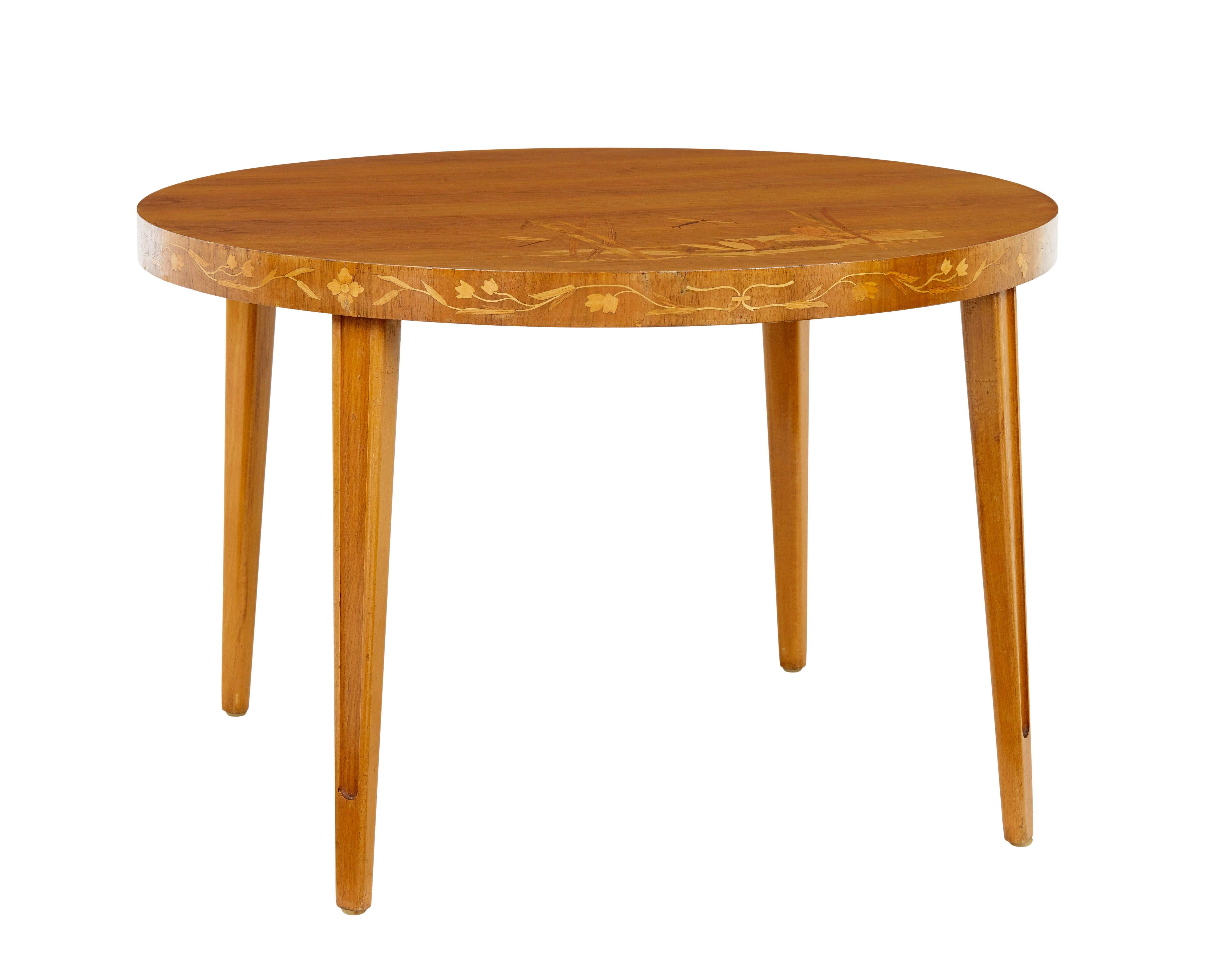 Art Deco Mid century Scandinavian inlaid elm coffee table For Sale