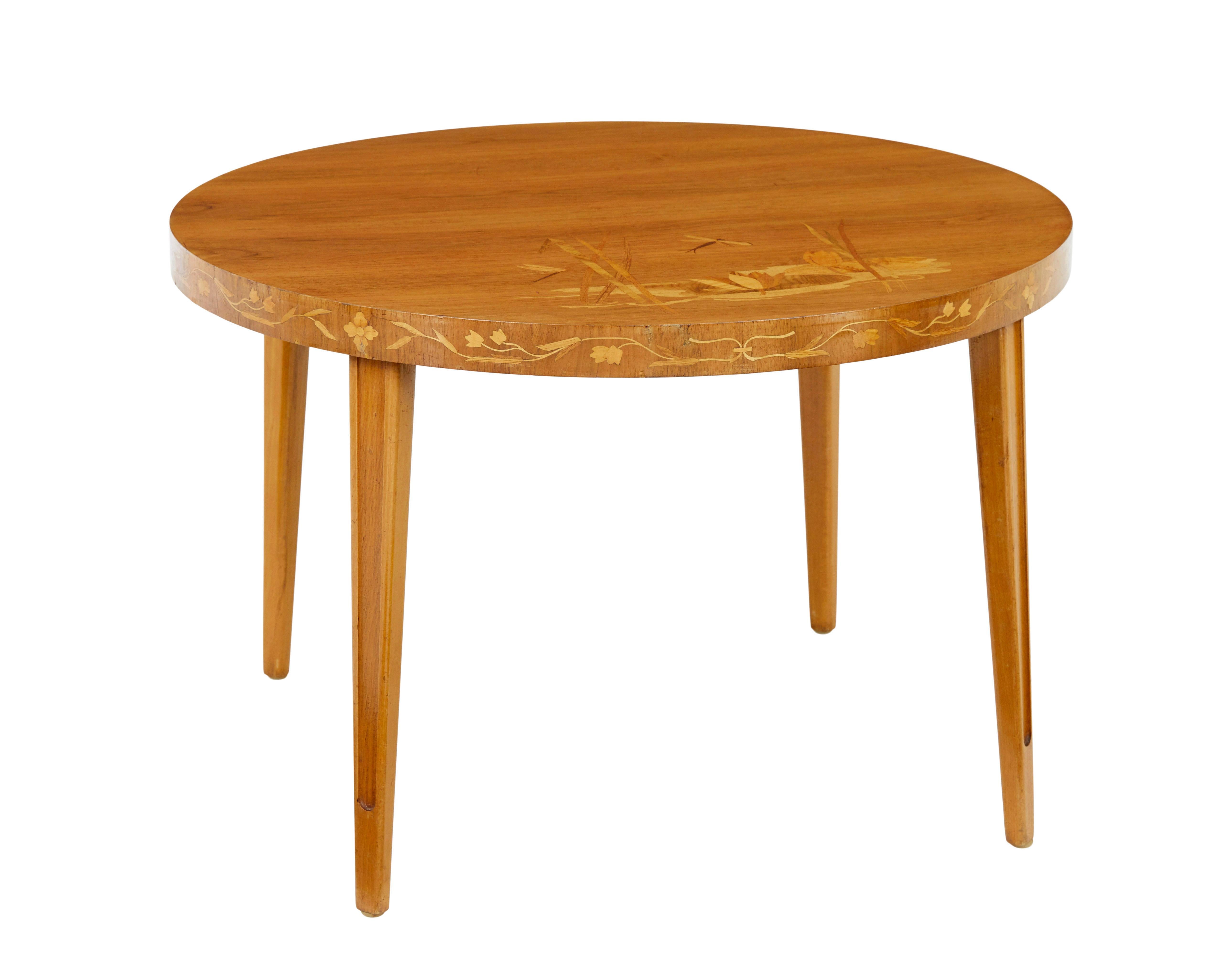 Swedish Mid century Scandinavian inlaid elm coffee table For Sale
