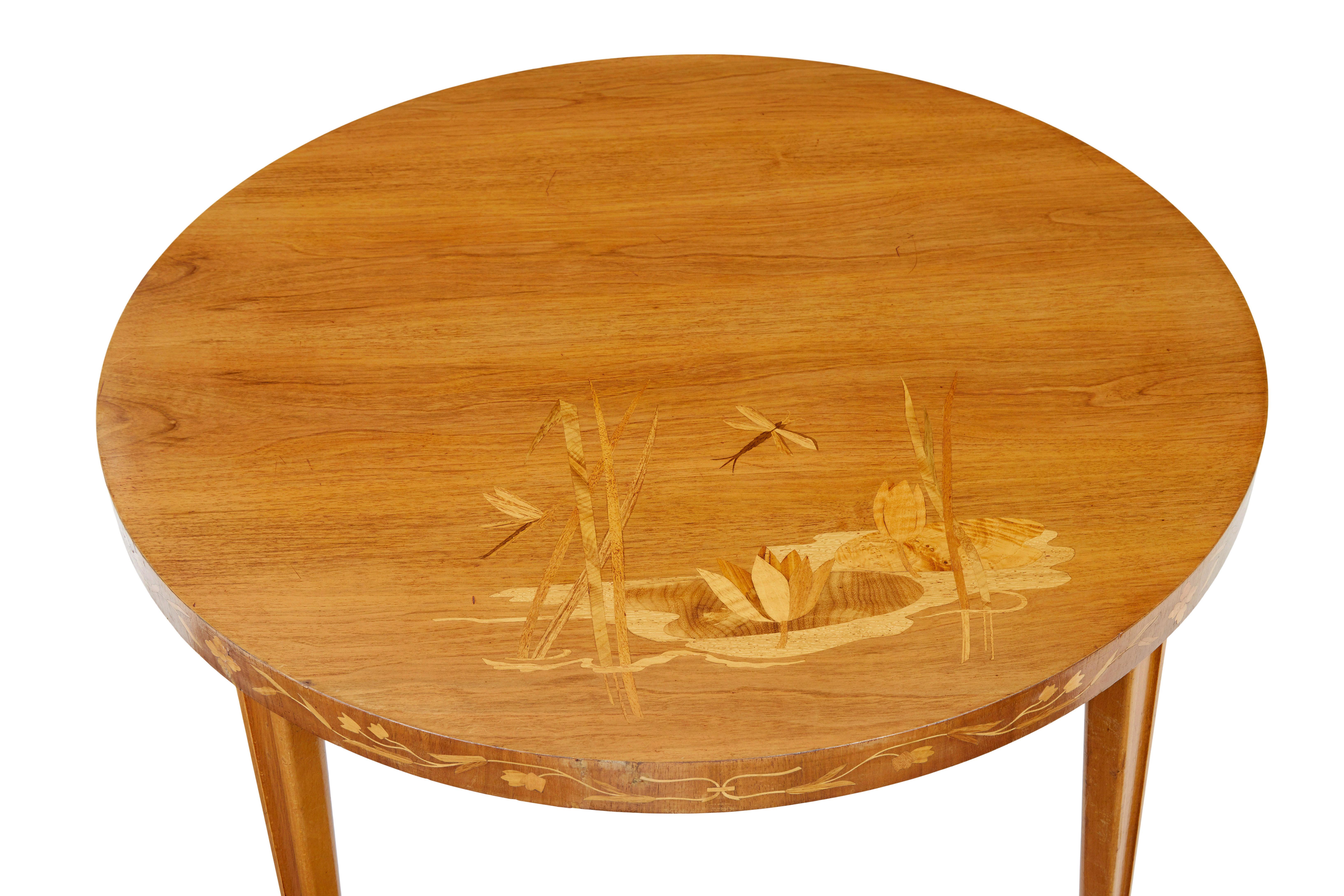 Hand-Carved Mid century Scandinavian inlaid elm coffee table For Sale