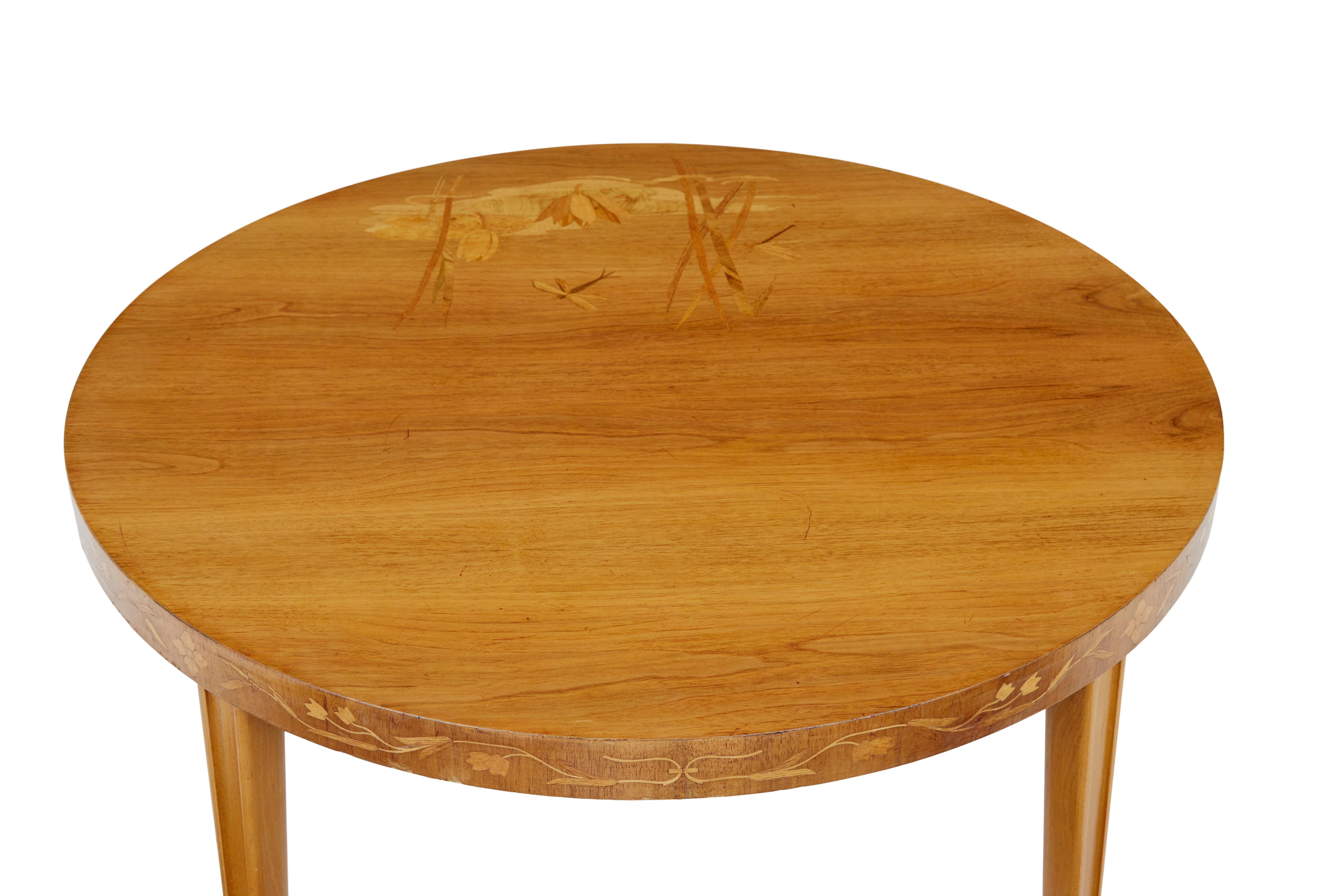 Mid century Scandinavian inlaid elm coffee table In Good Condition For Sale In Debenham, Suffolk