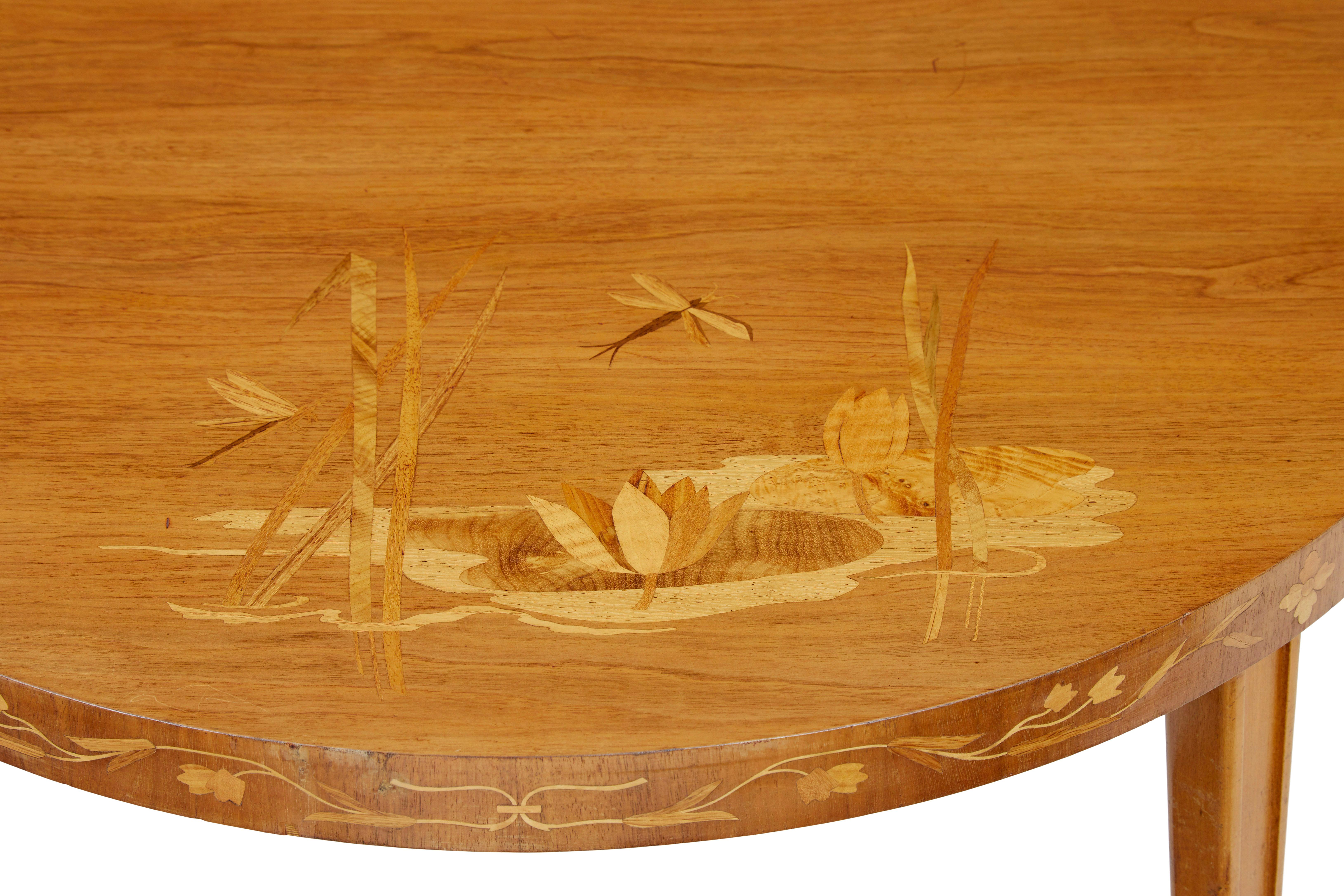 Mid century Scandinavian inlaid elm coffee table In Good Condition For Sale In Debenham, Suffolk