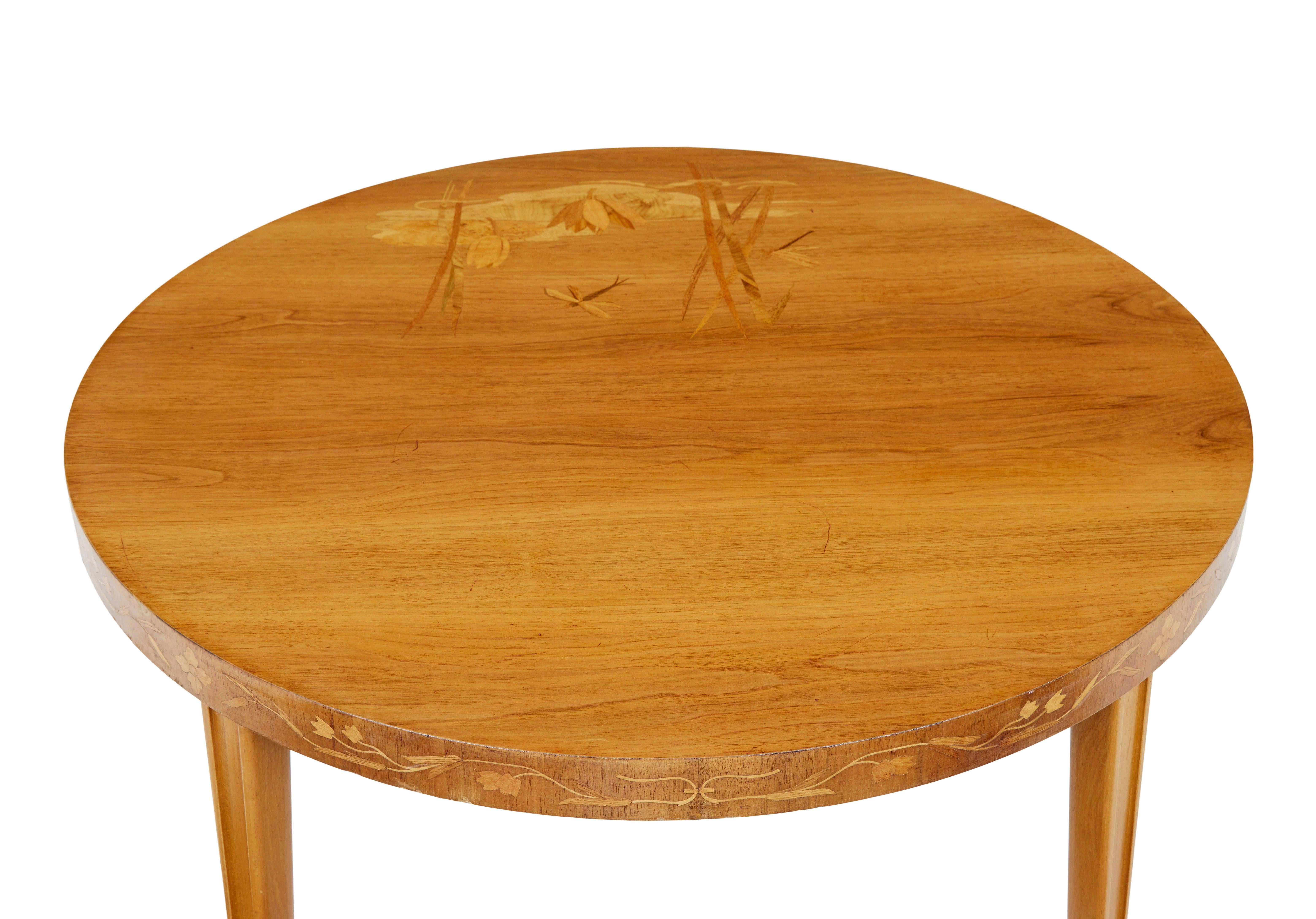 20th Century Mid century Scandinavian inlaid elm coffee table For Sale