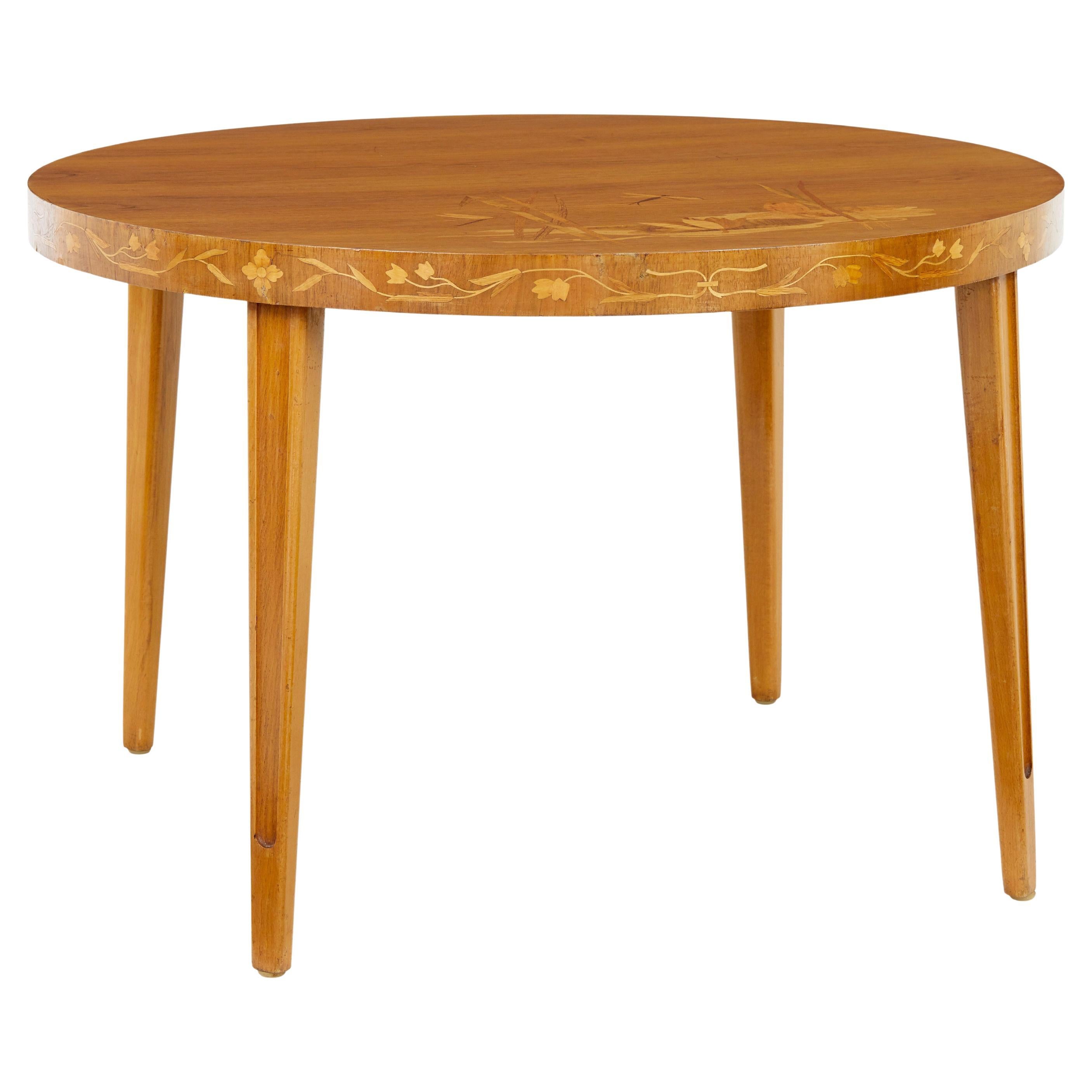 Mid century Scandinavian inlaid elm coffee table