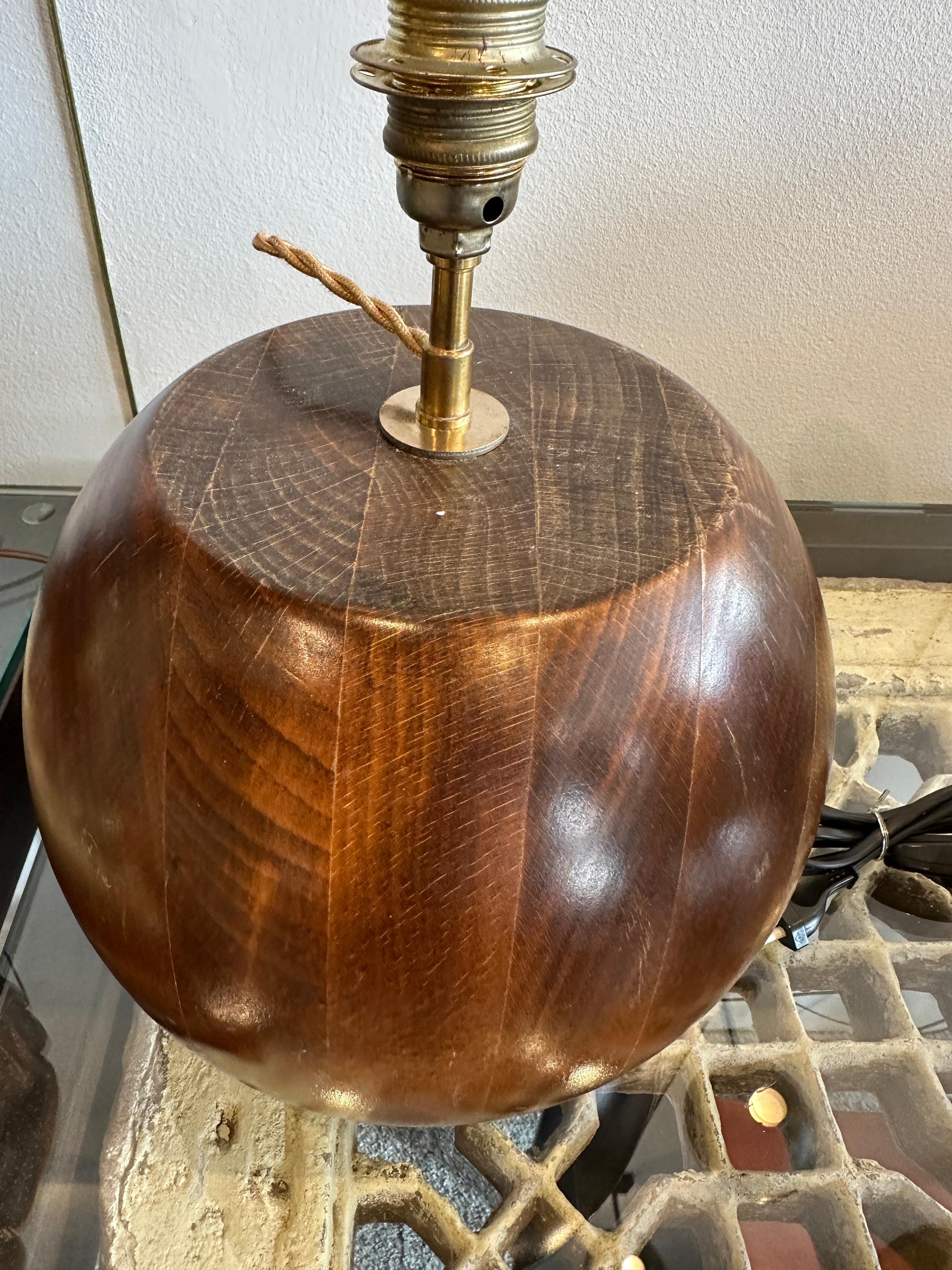 Scandinavian Modern Mid-Century Scandinavian Large Teak Wood Globe Table Lamp For Sale