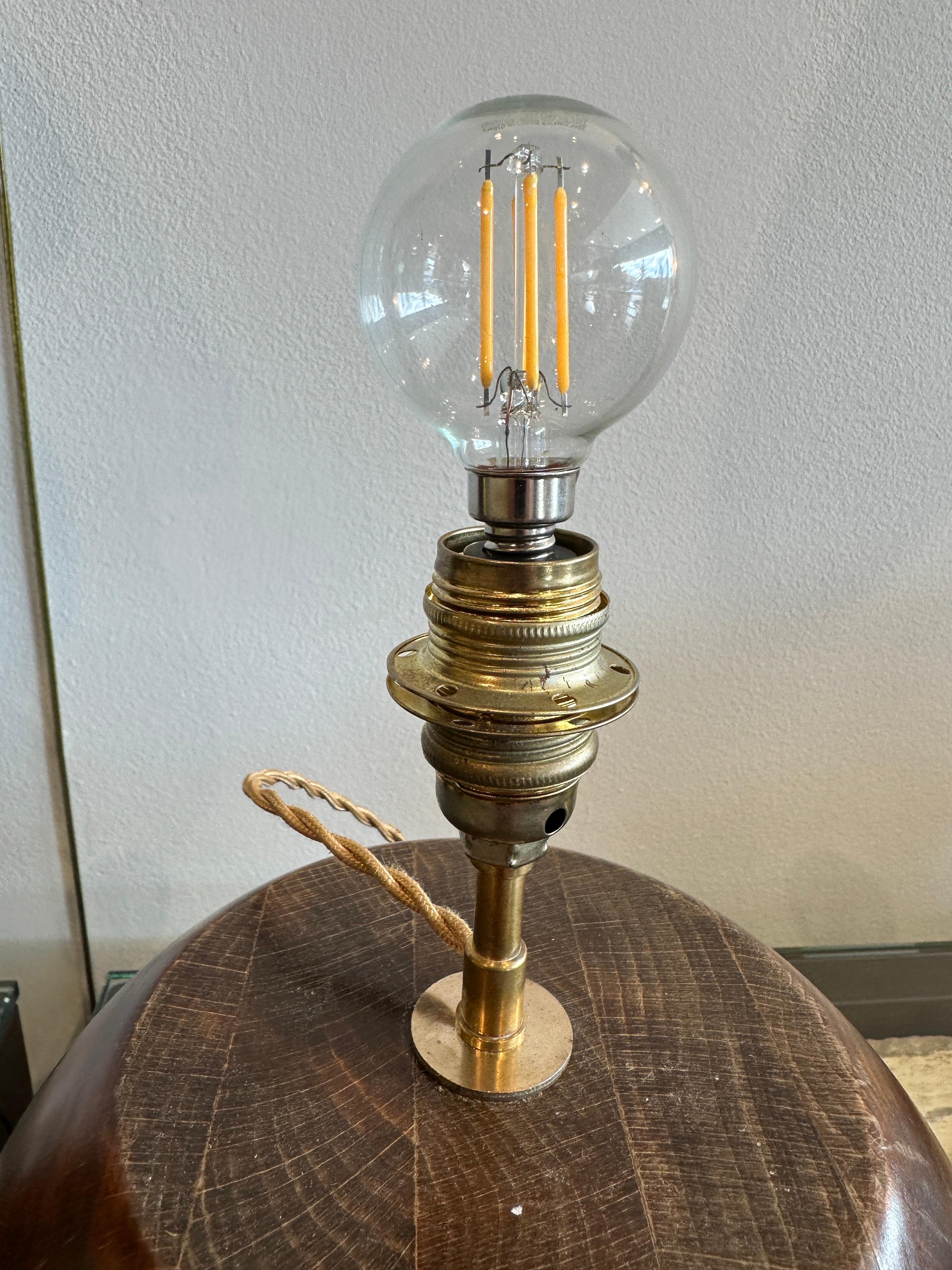 Mid-Century Scandinavian Large Teak Wood Globe Table Lamp In Good Condition For Sale In North Miami, FL
