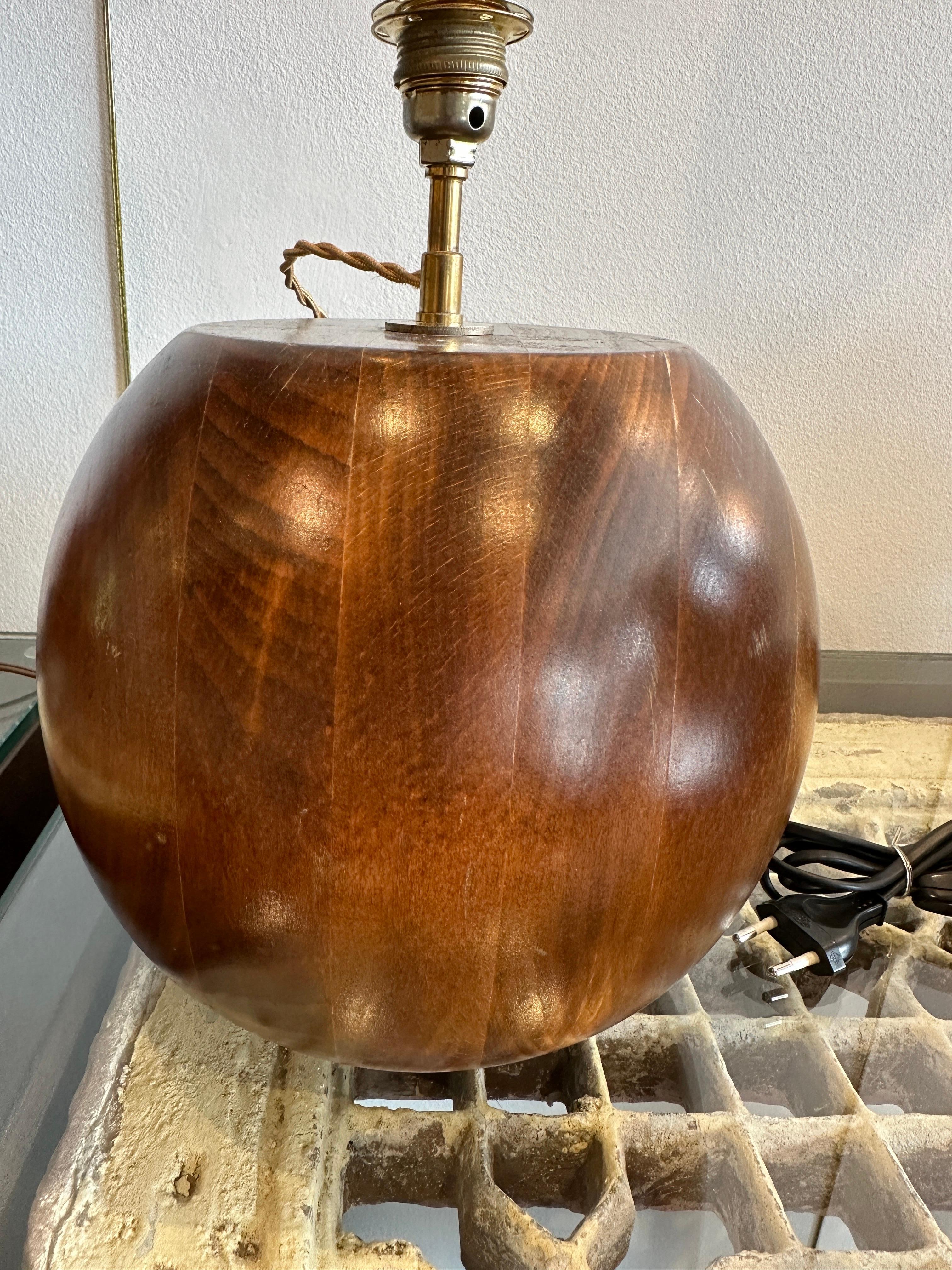 Mid-20th Century Mid-Century Scandinavian Large Teak Wood Globe Table Lamp For Sale