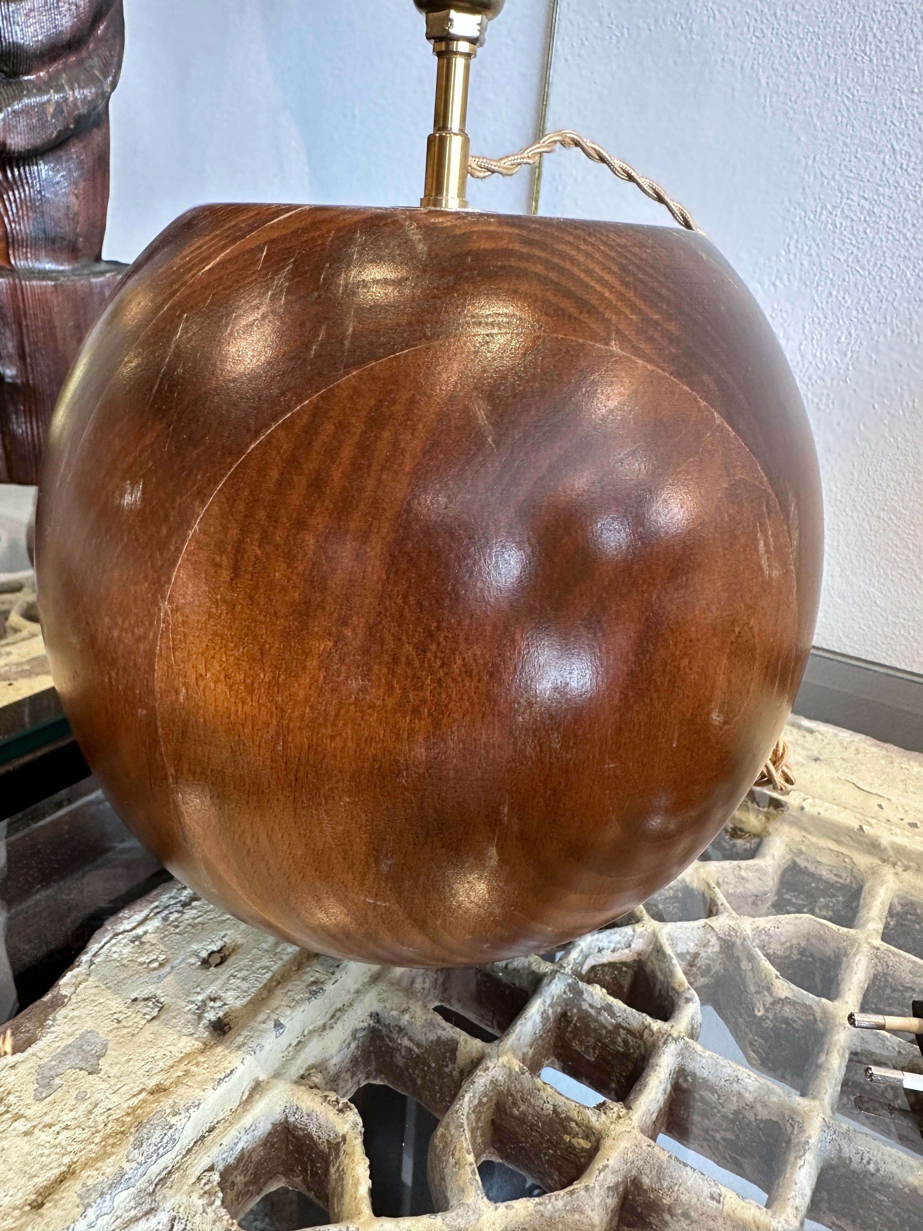 Mid-Century Scandinavian Large Teak Wood Globe Table Lamp For Sale 2