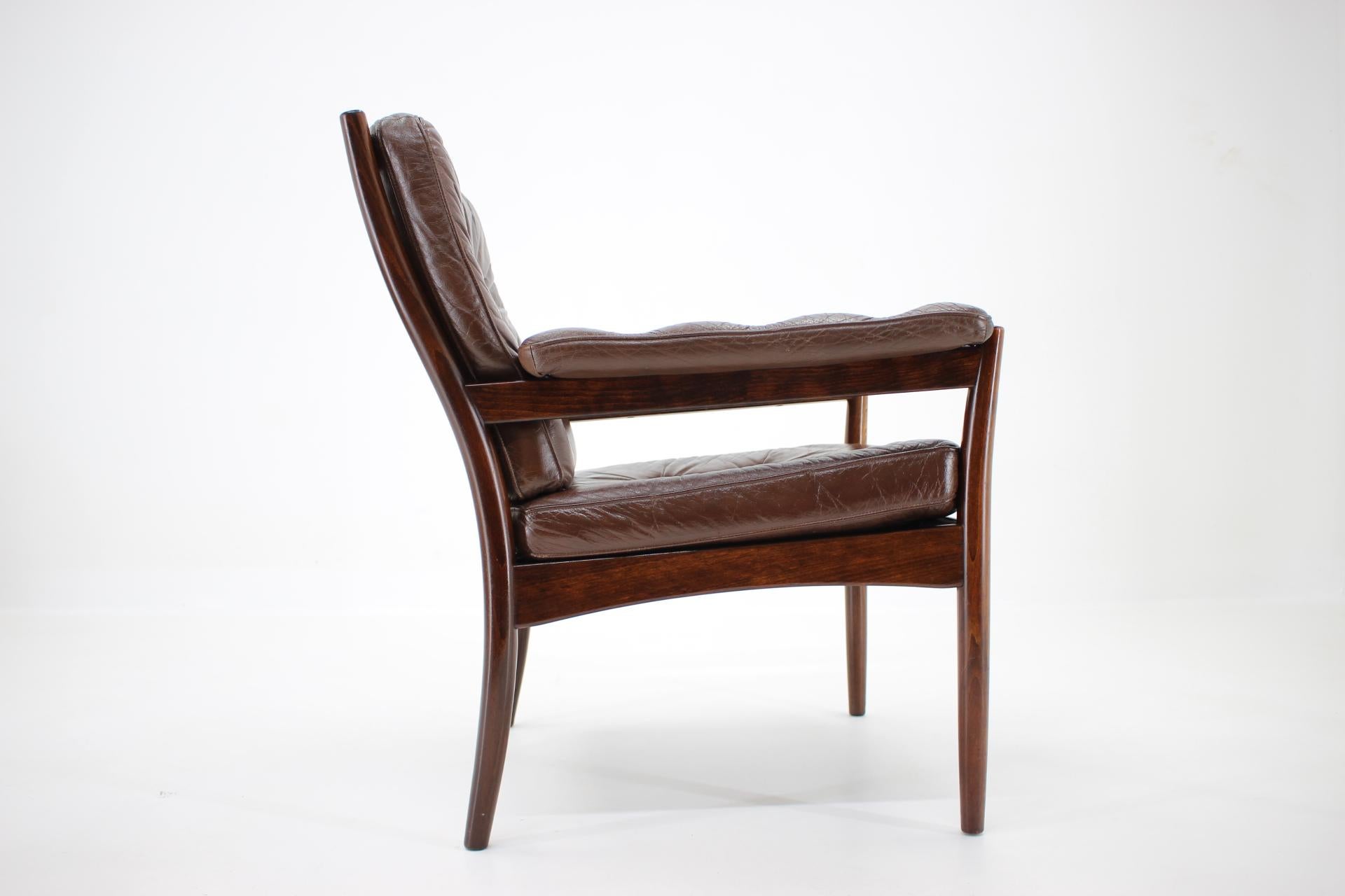 Mid-Century Modern Midcentury Scandinavian Leather Armchair, 1960 / Sweden / G-Mobler For Sale