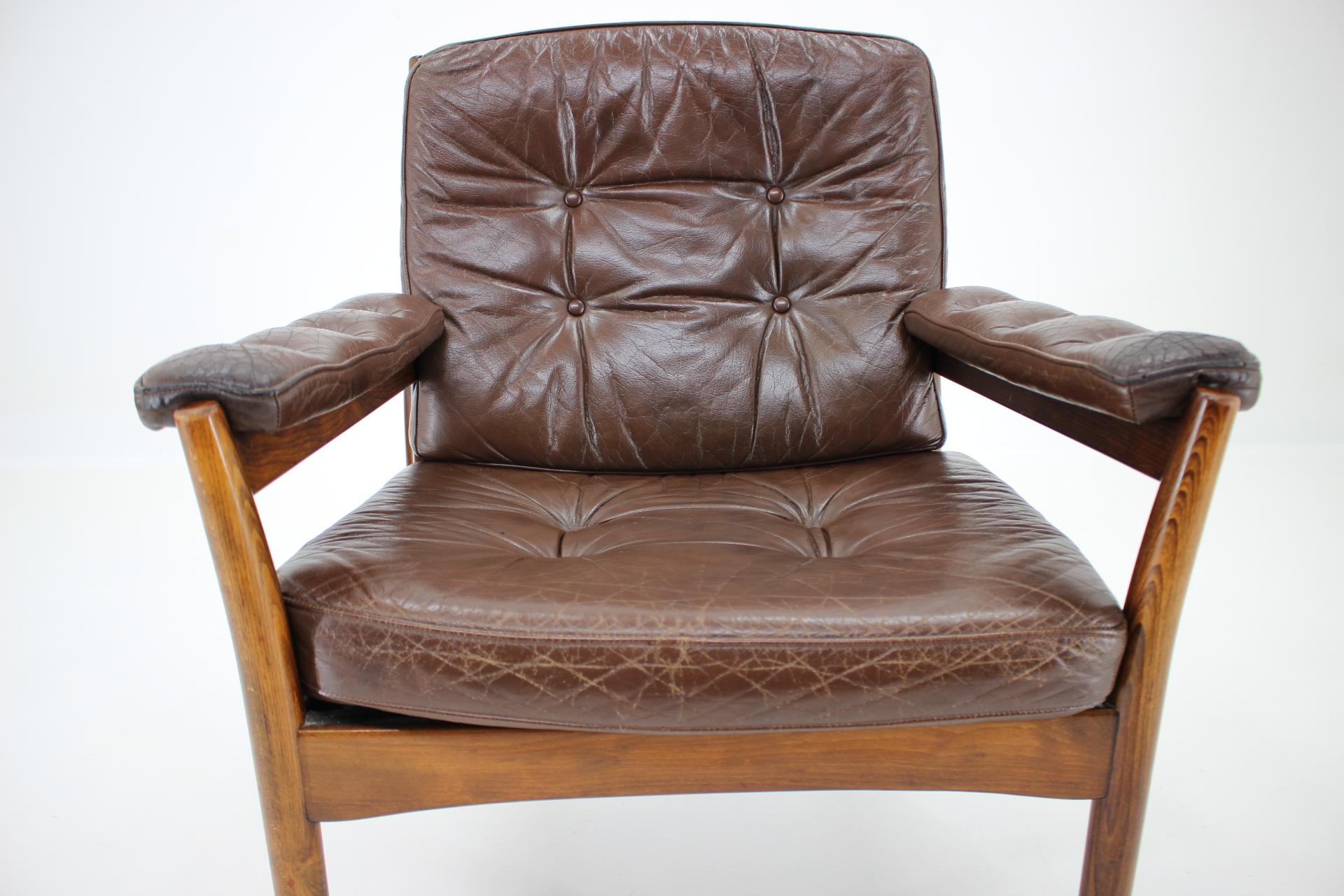 Midcentury Scandinavian Leather Armchair, 1960 / Sweden / G-Mobler For Sale 1