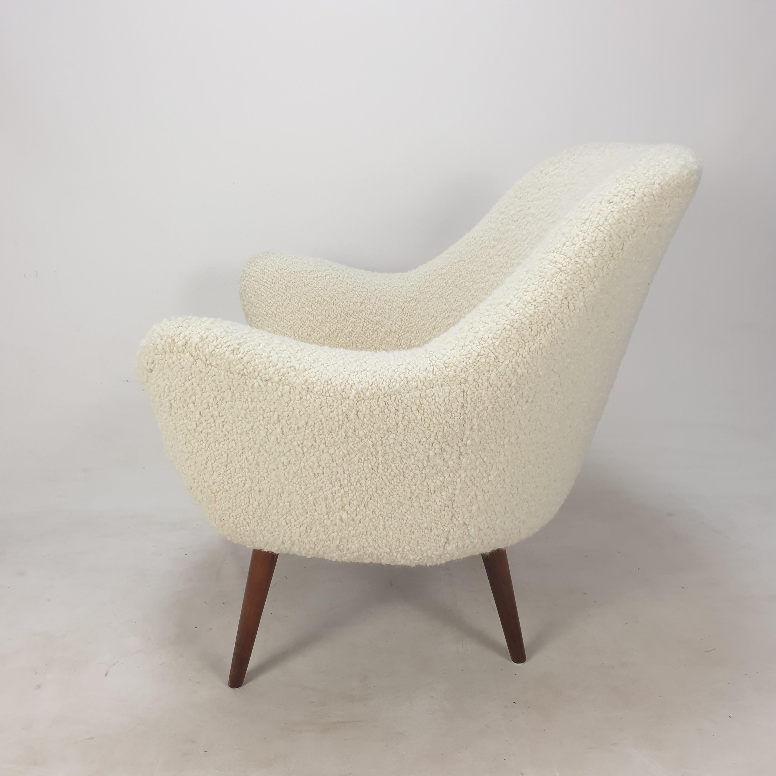 Bouclé Mid Century Scandinavian Lounge Chair, 1950's For Sale