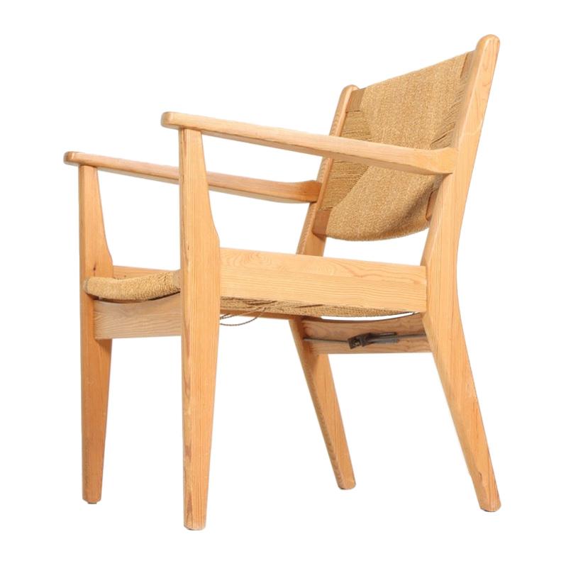 Midcentury Scandinavian Lounge Chair in Pine by Aksel Hansson, 1960s